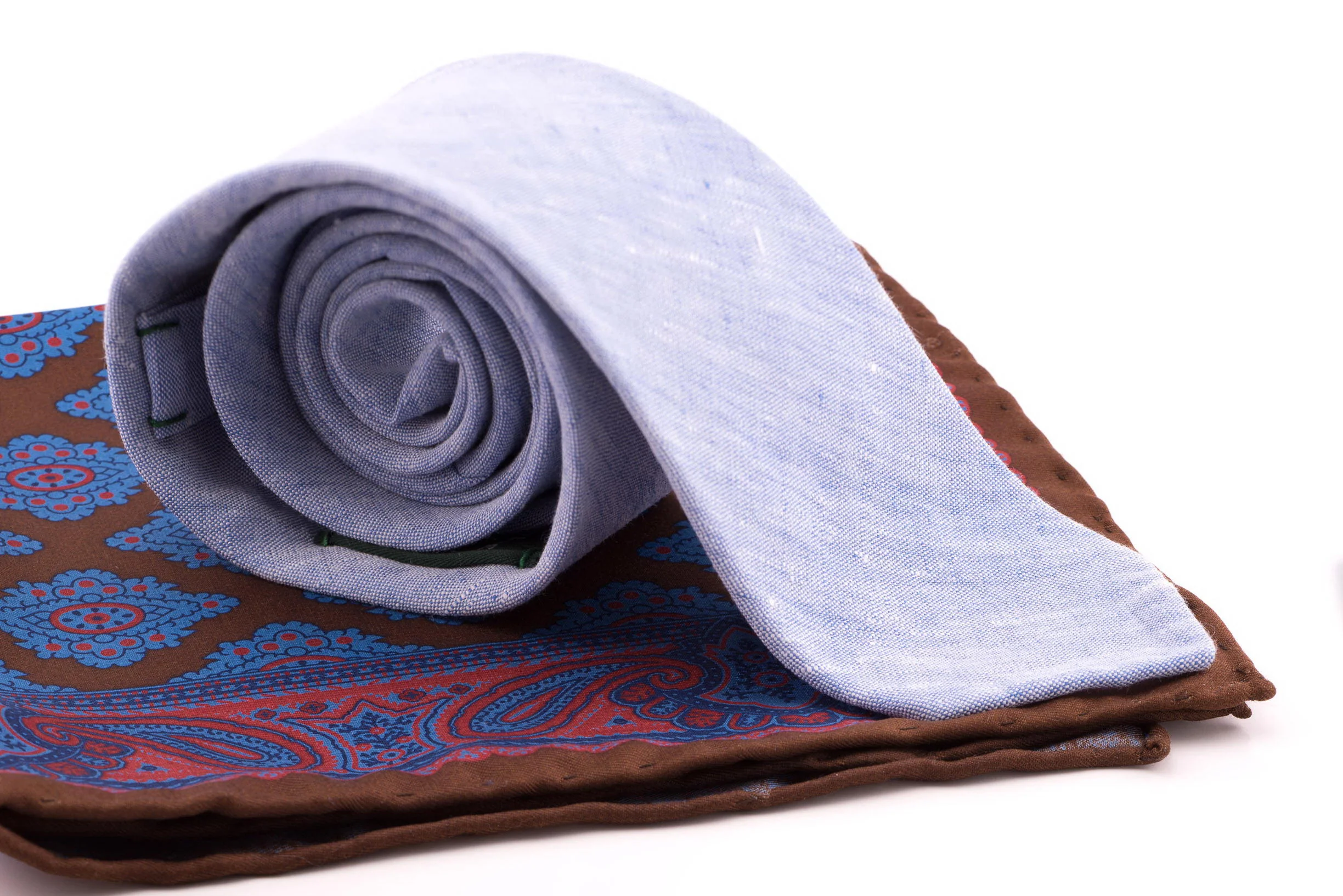 Brown Diamond & Paisley Madder Silk Pocket Square - Image 6