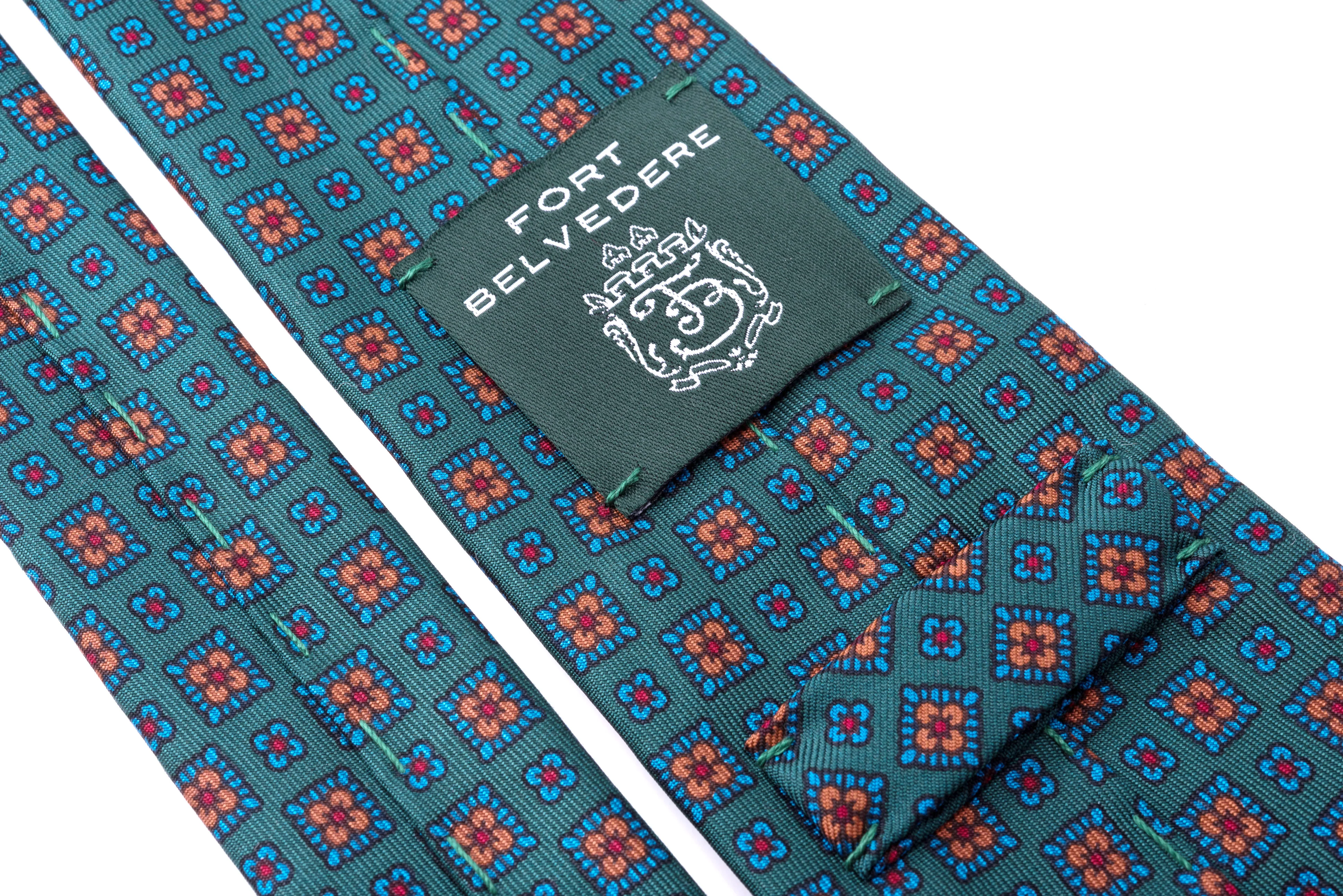 Green Motif Madder Silk Tie - Image 6
