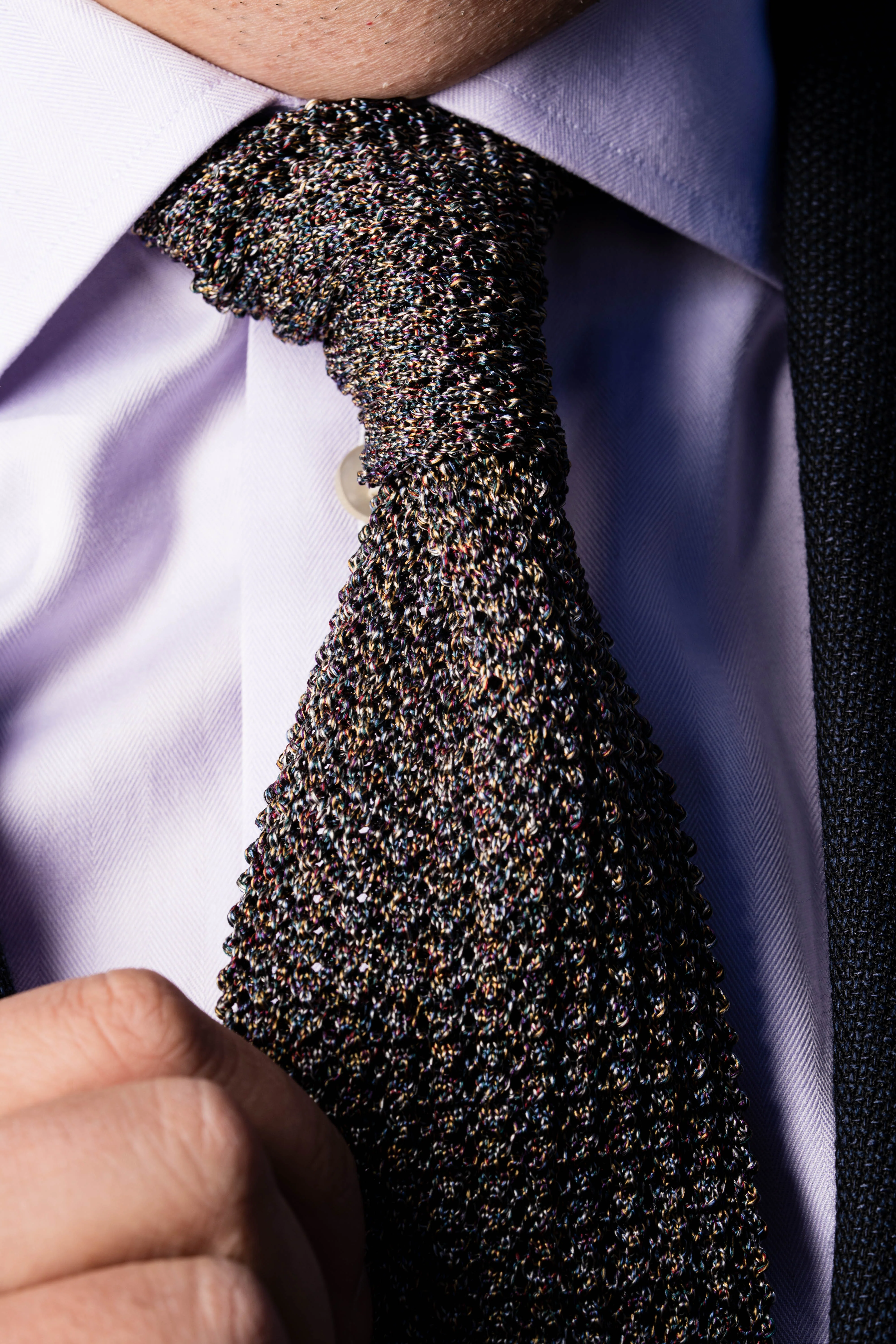 Melange Dark Heather Silk Wide Knit Tie - Image 4