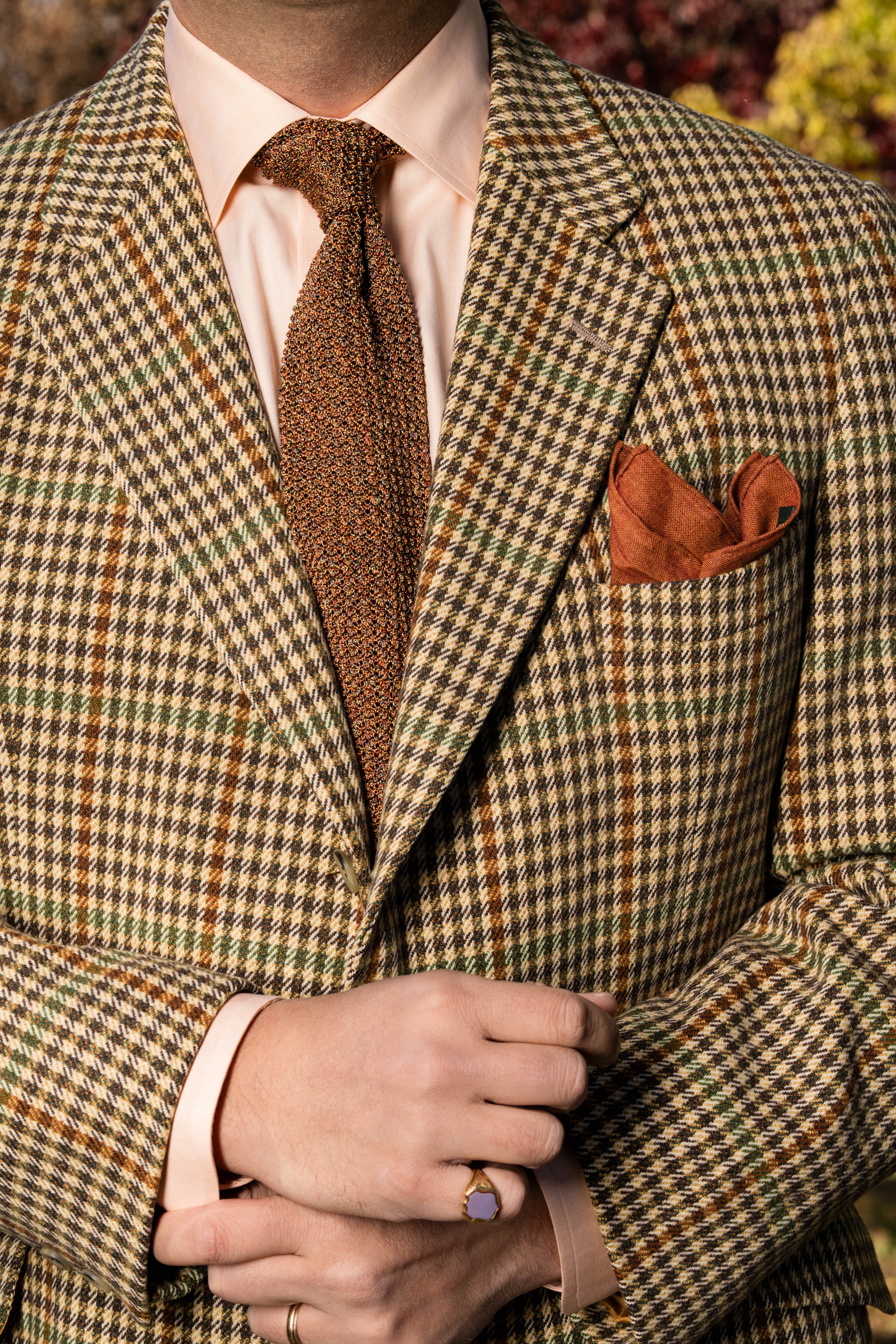 Melange Fall Orange Silk Knit Tie - Image 4