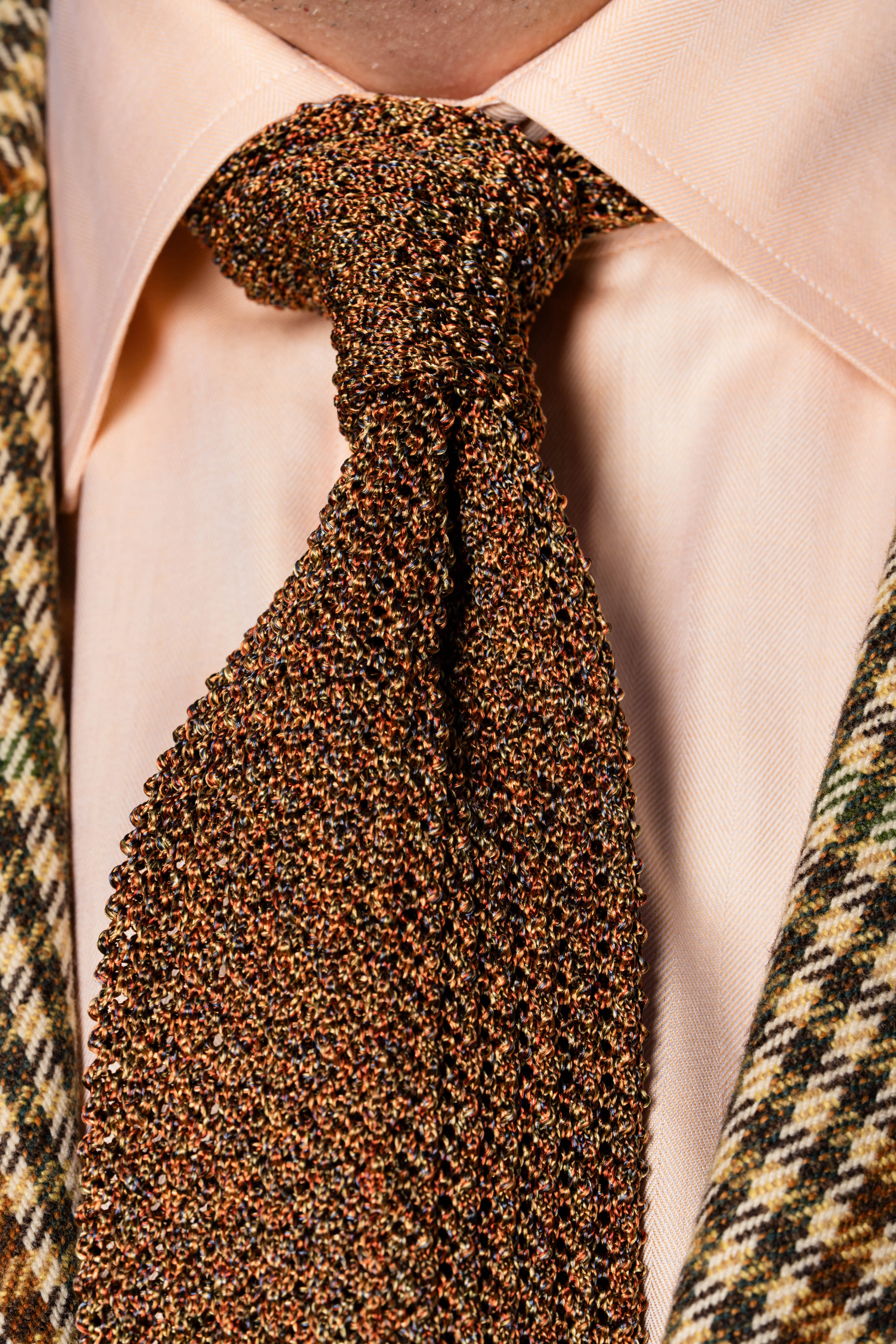 Melange Fall Orange Silk Knit Tie - Image 6