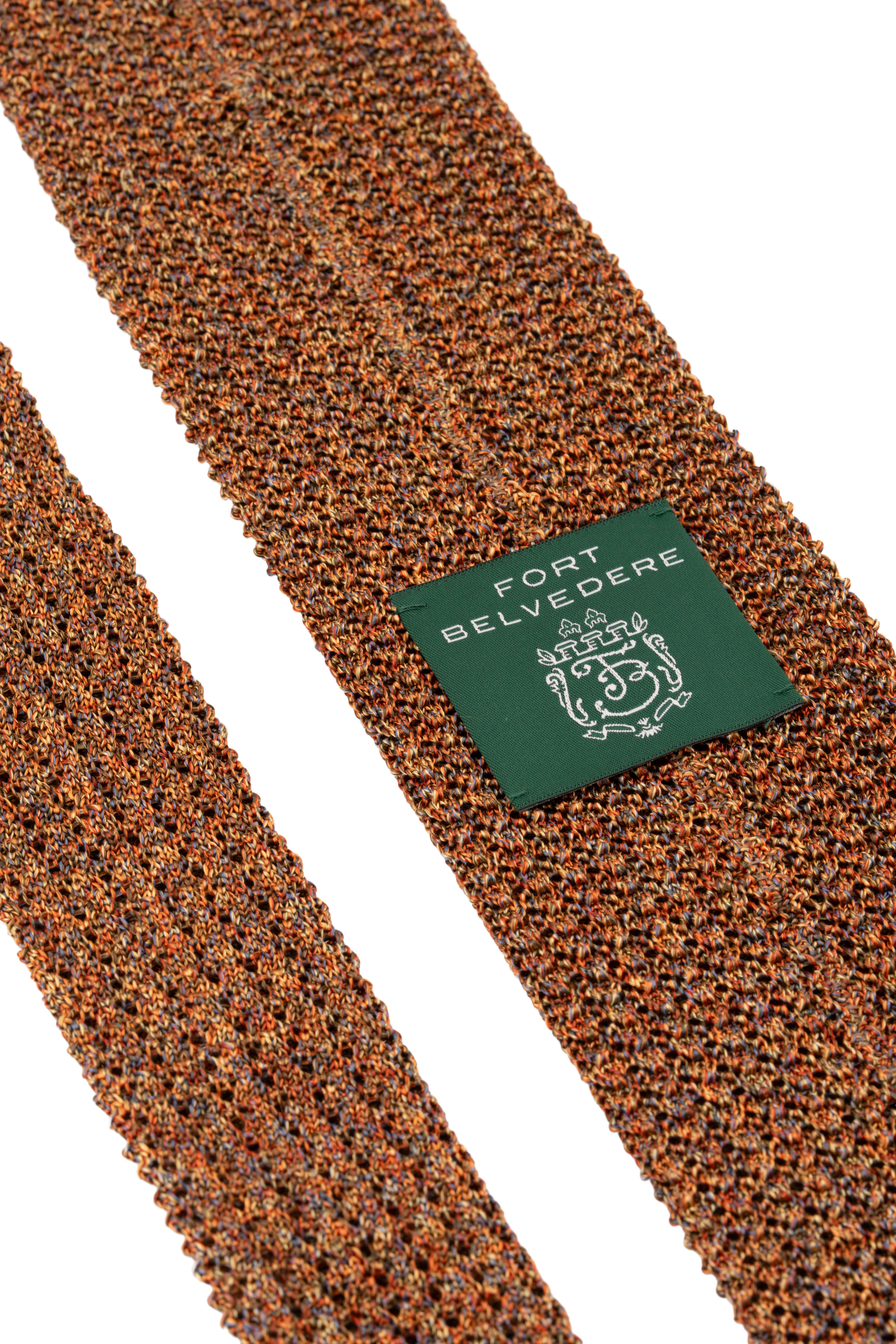 Melange Fall Orange Silk Knit Tie - Image 7
