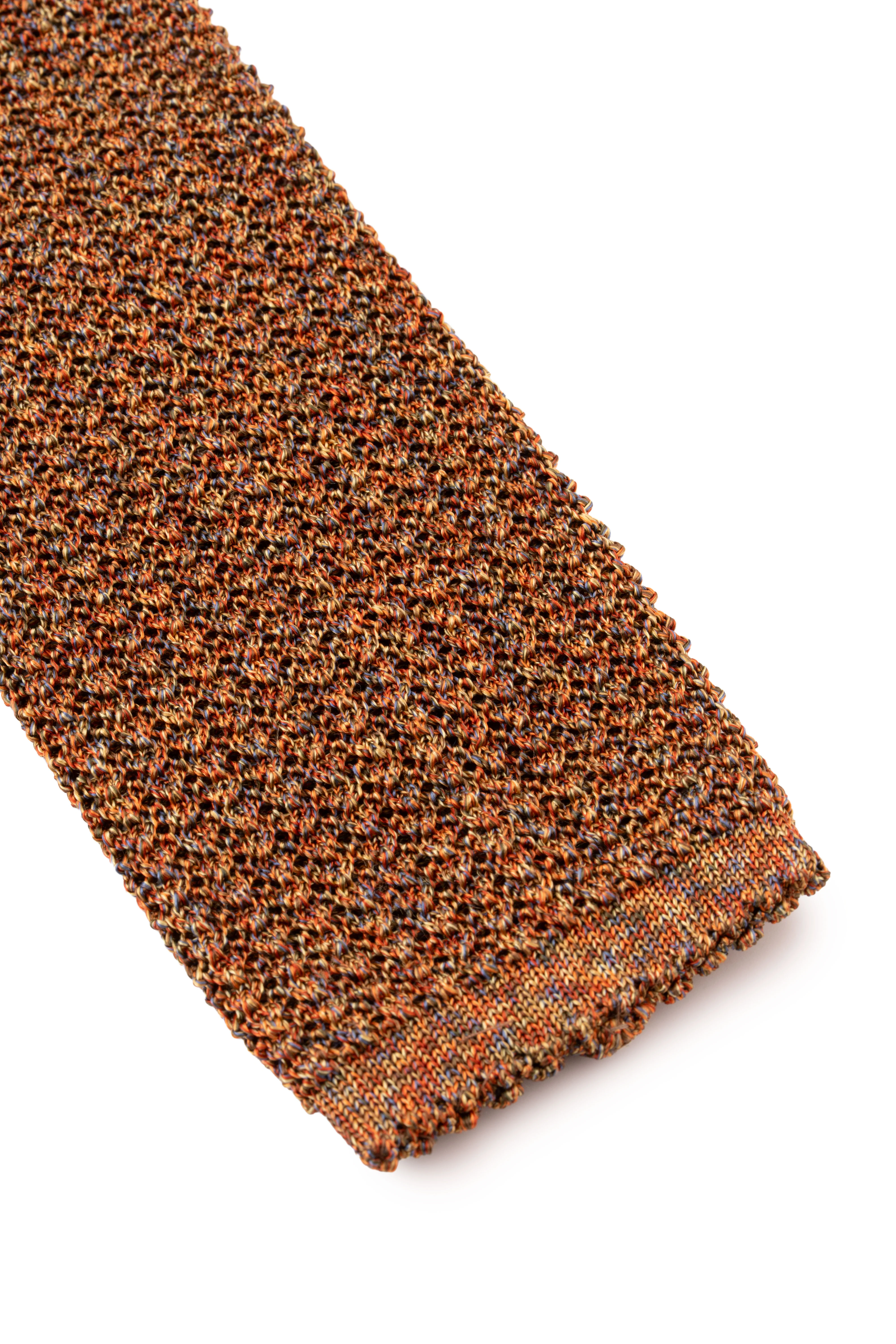 Melange Fall Orange Silk Knit Tie - Image 9