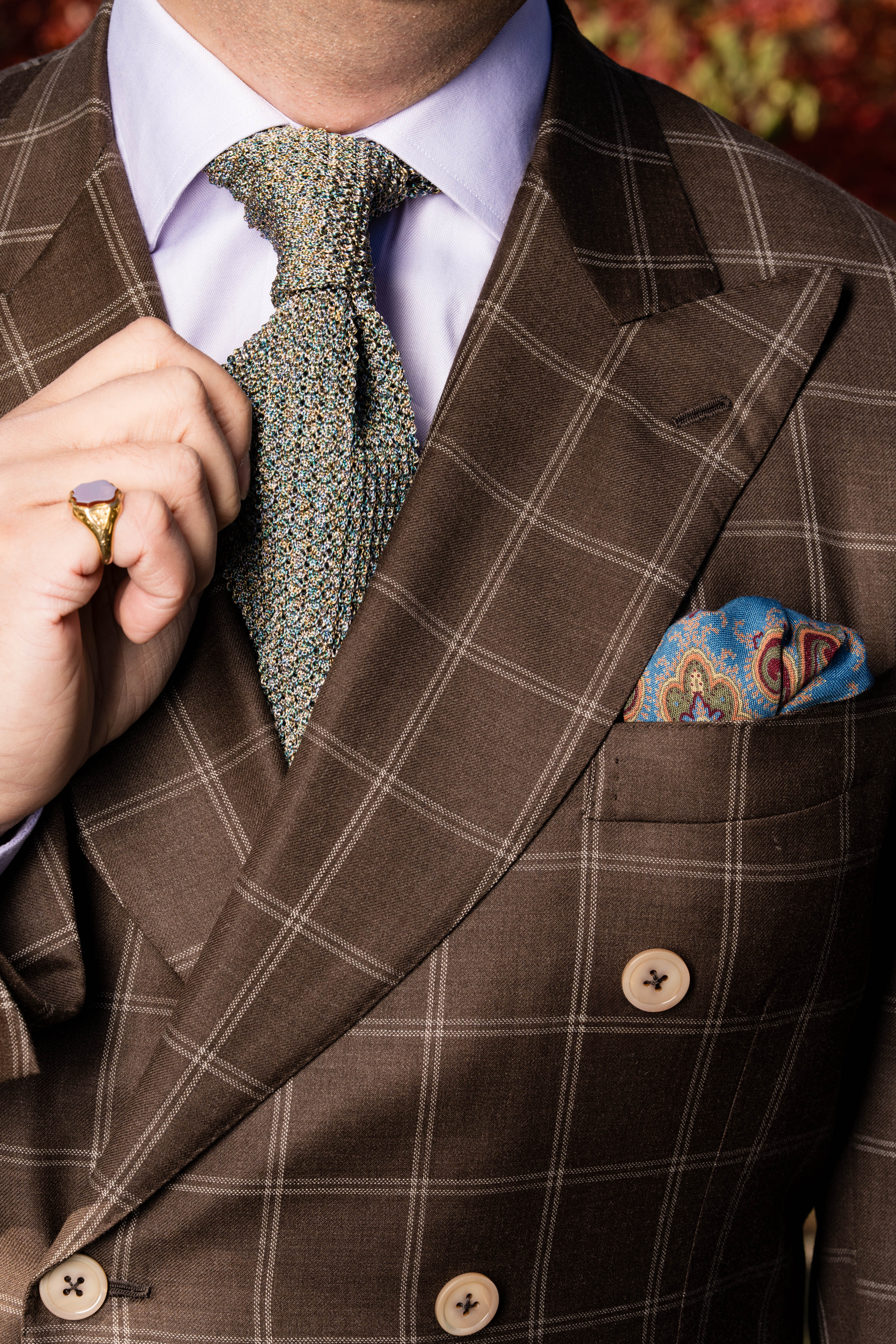 Melange Oatmeal & Spring Silk Knit Tie - Image 4