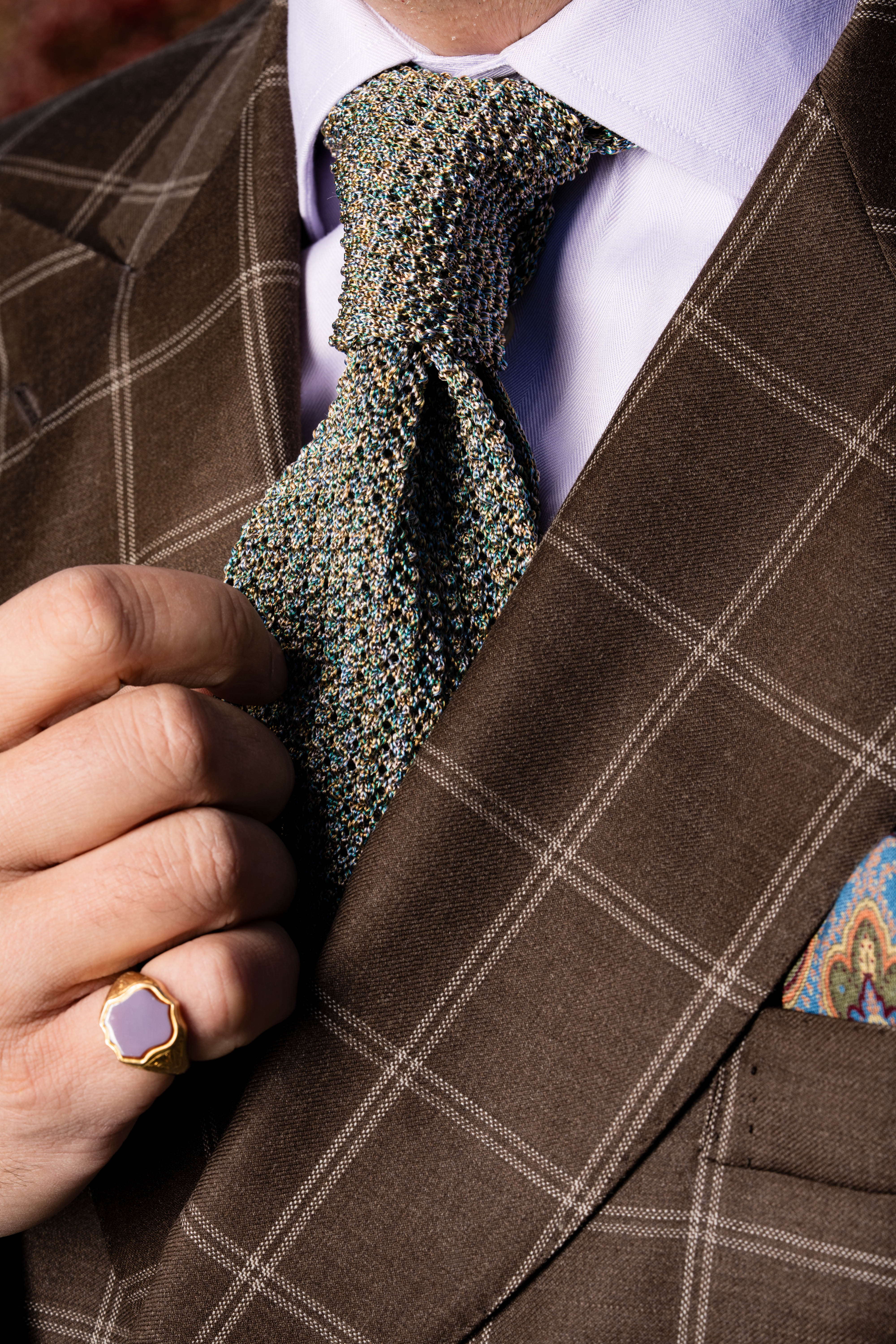 Melange Oatmeal & Spring Silk Knit Tie - Image 5