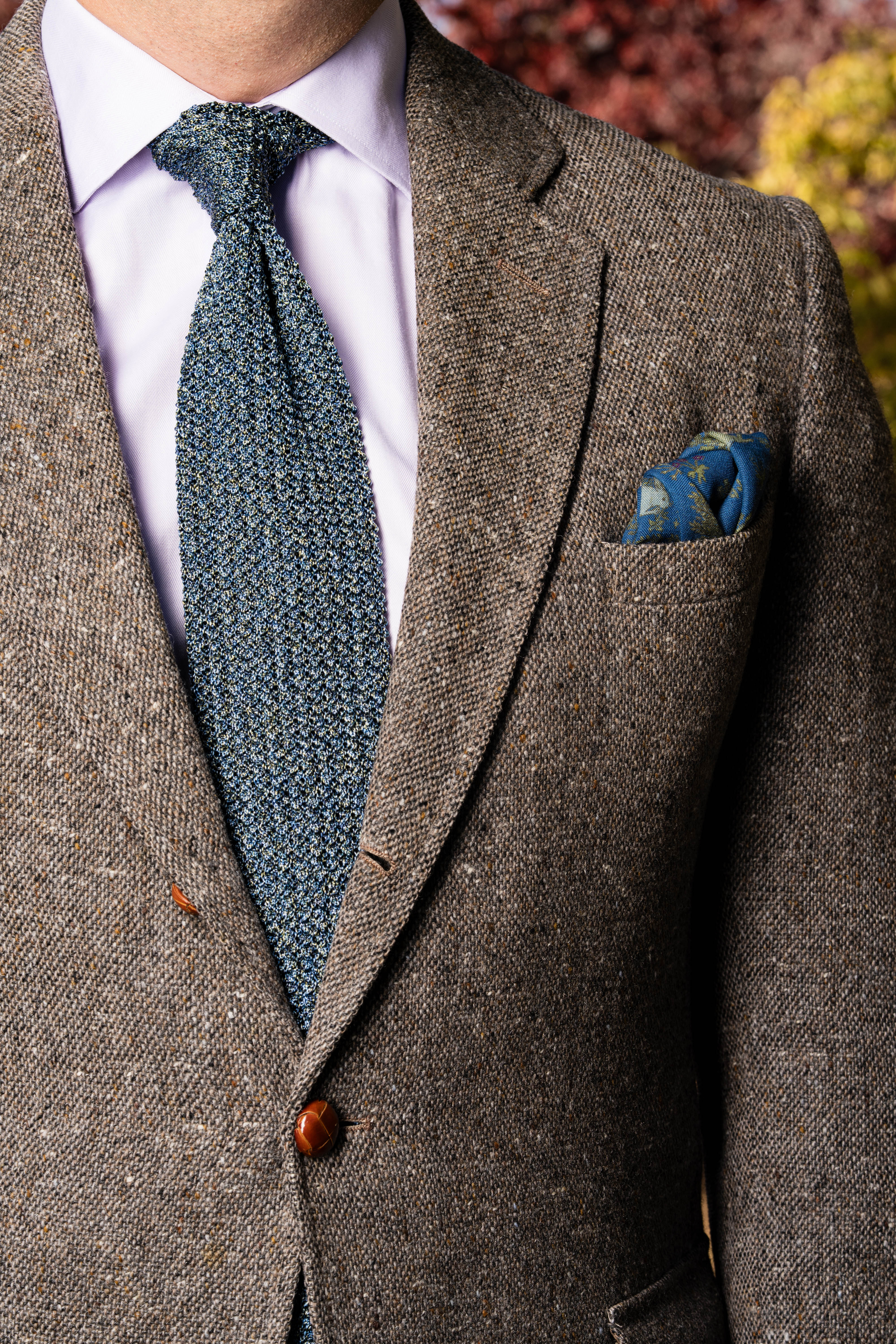Melange Blue & Green Silk Knit Tie - Image 3
