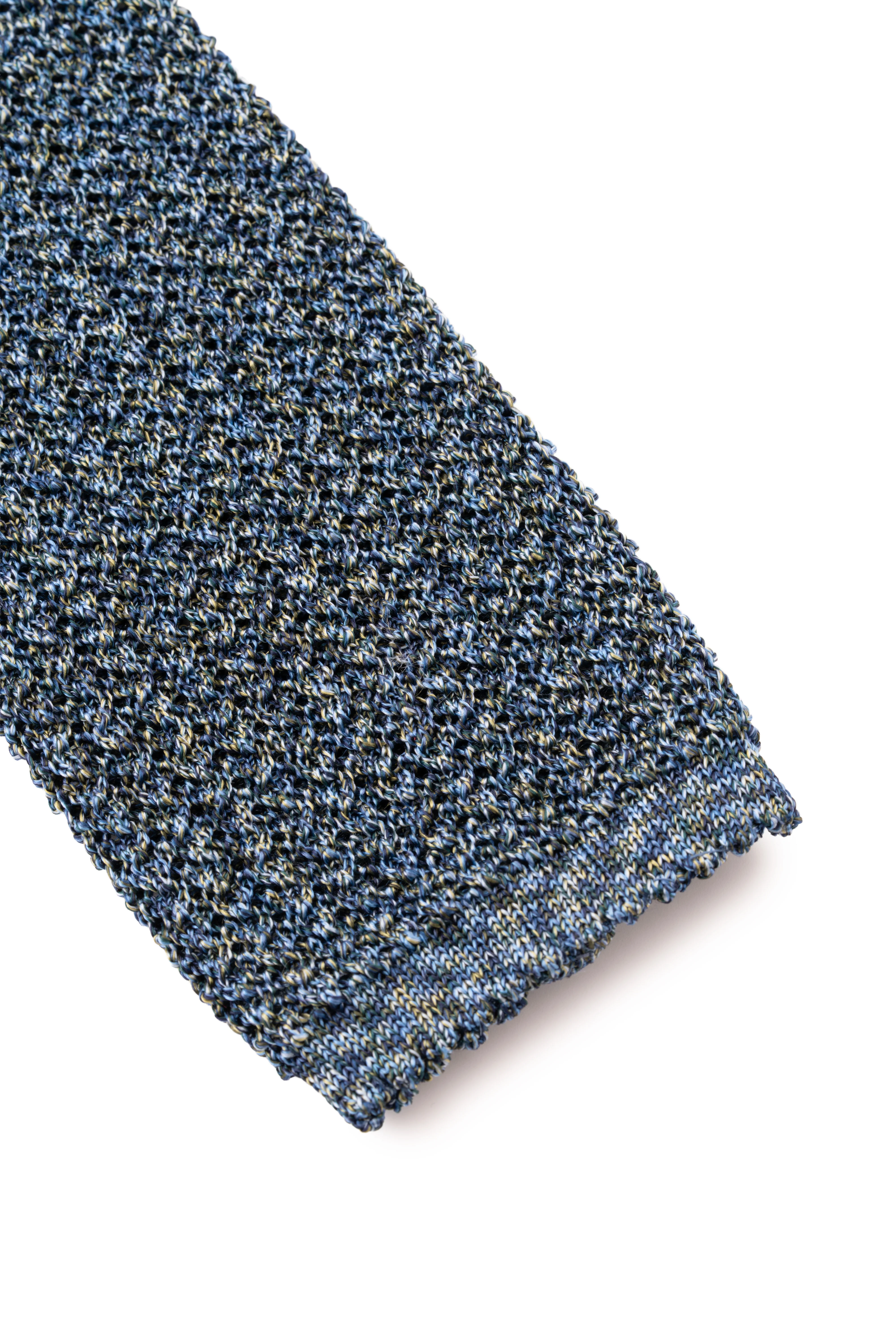 Melange Blue & Green Silk Knit Tie - Image 6