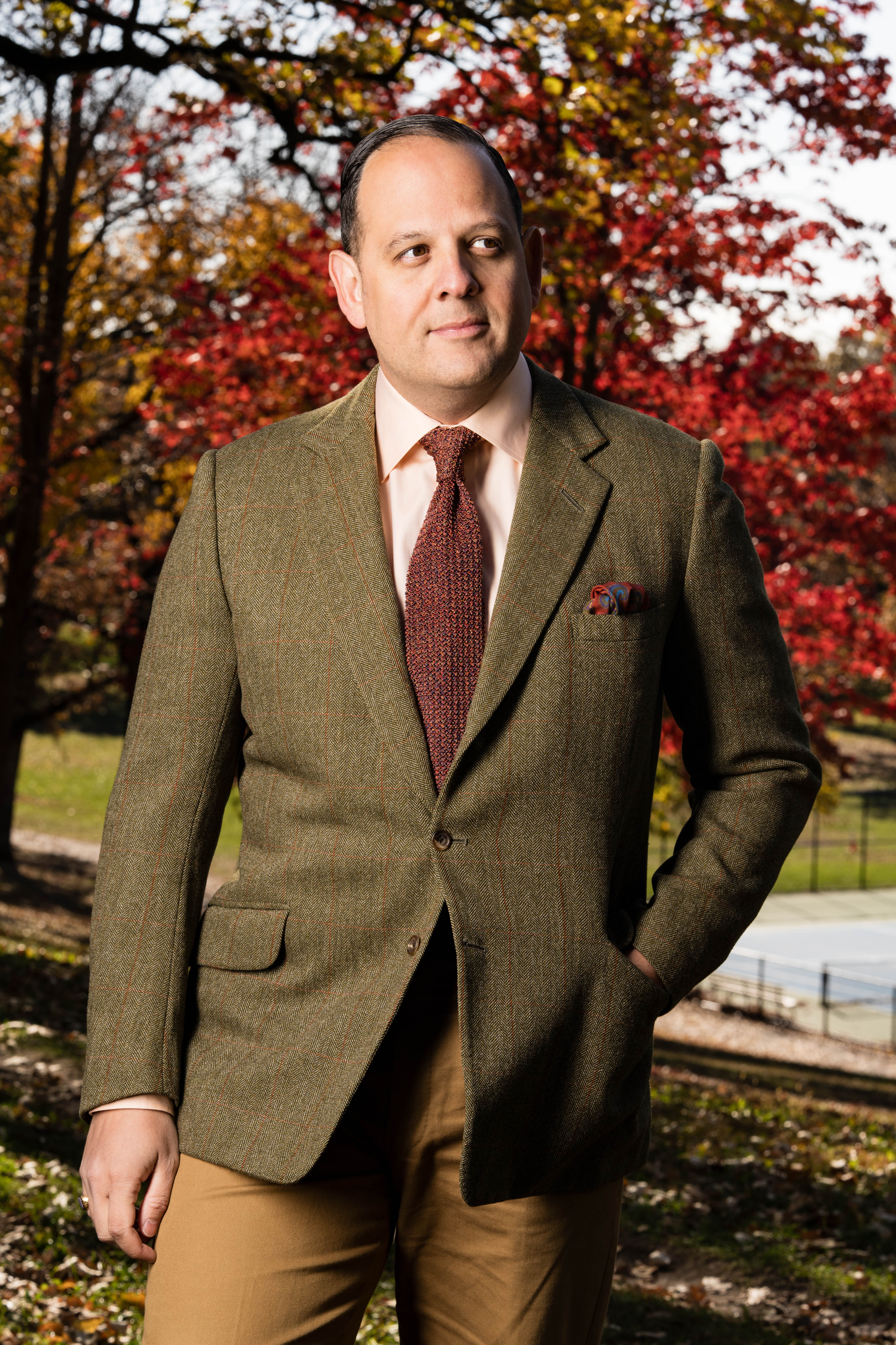 Melange Orange-Red Silk Knit Tie - Image 3