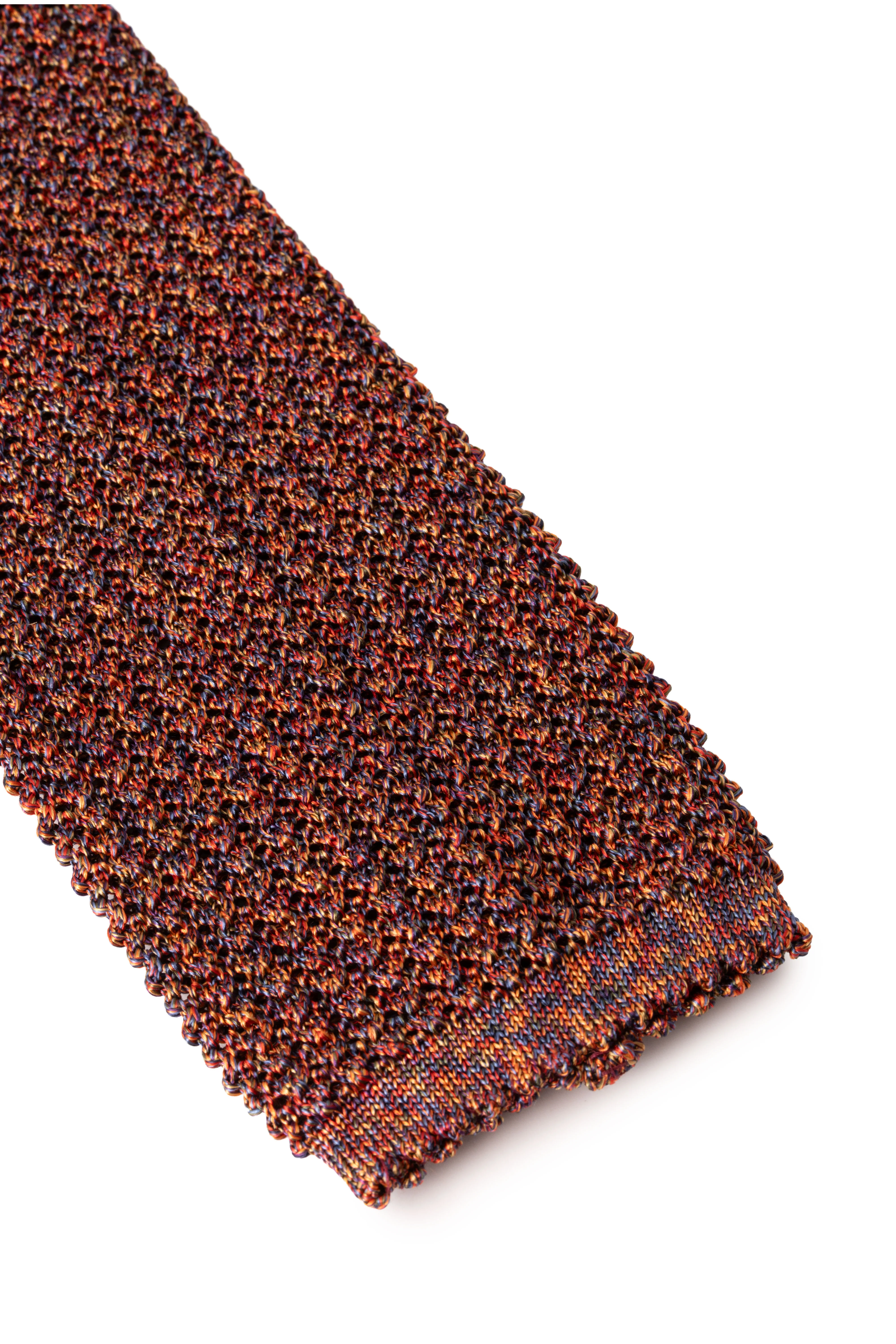 Melange Orange-Red Silk Knit Tie - Image 7