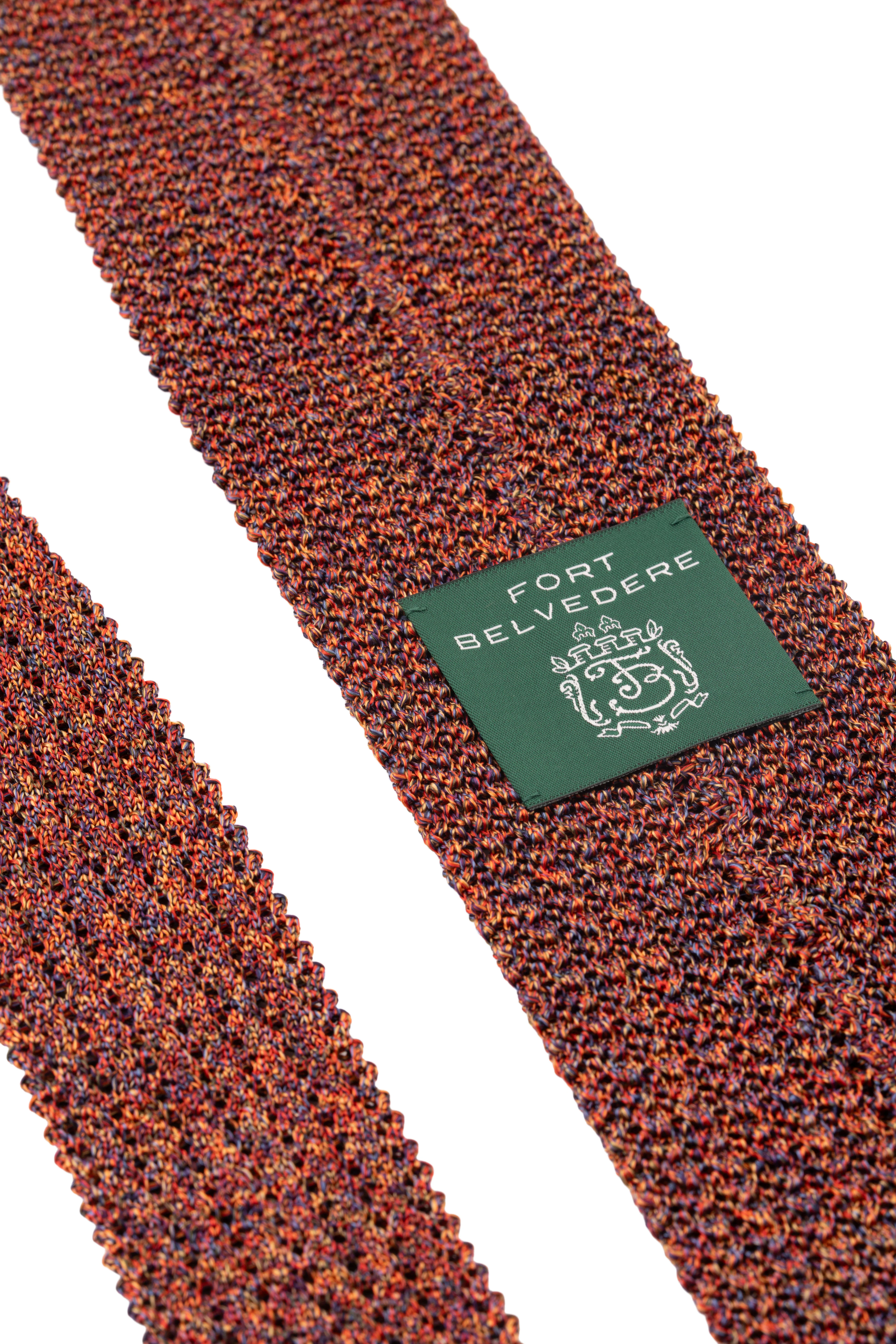 Melange Orange-Red Silk Knit Tie - Image 9