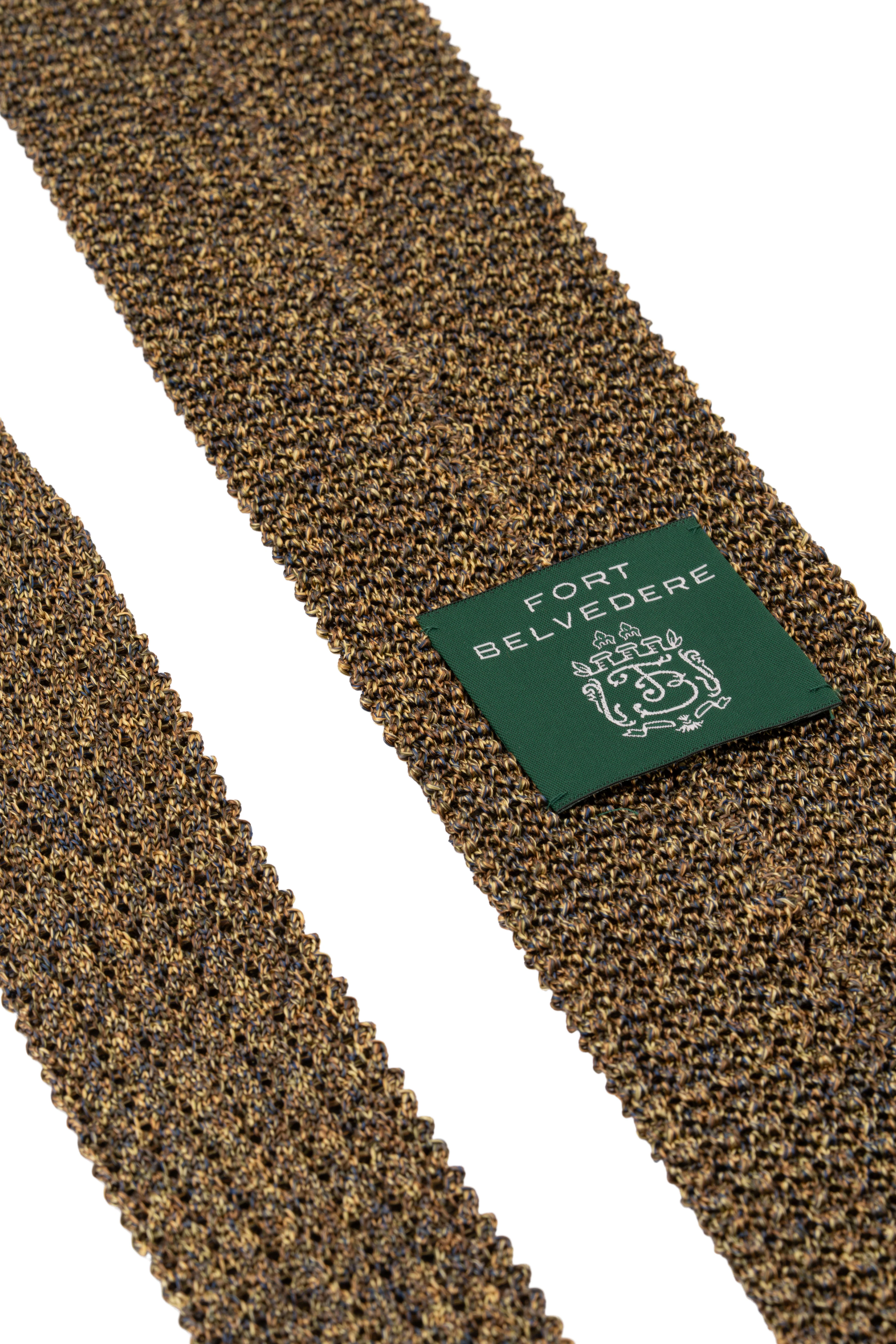 Melange Yellow & Brown Silk Knit Tie - Image 7