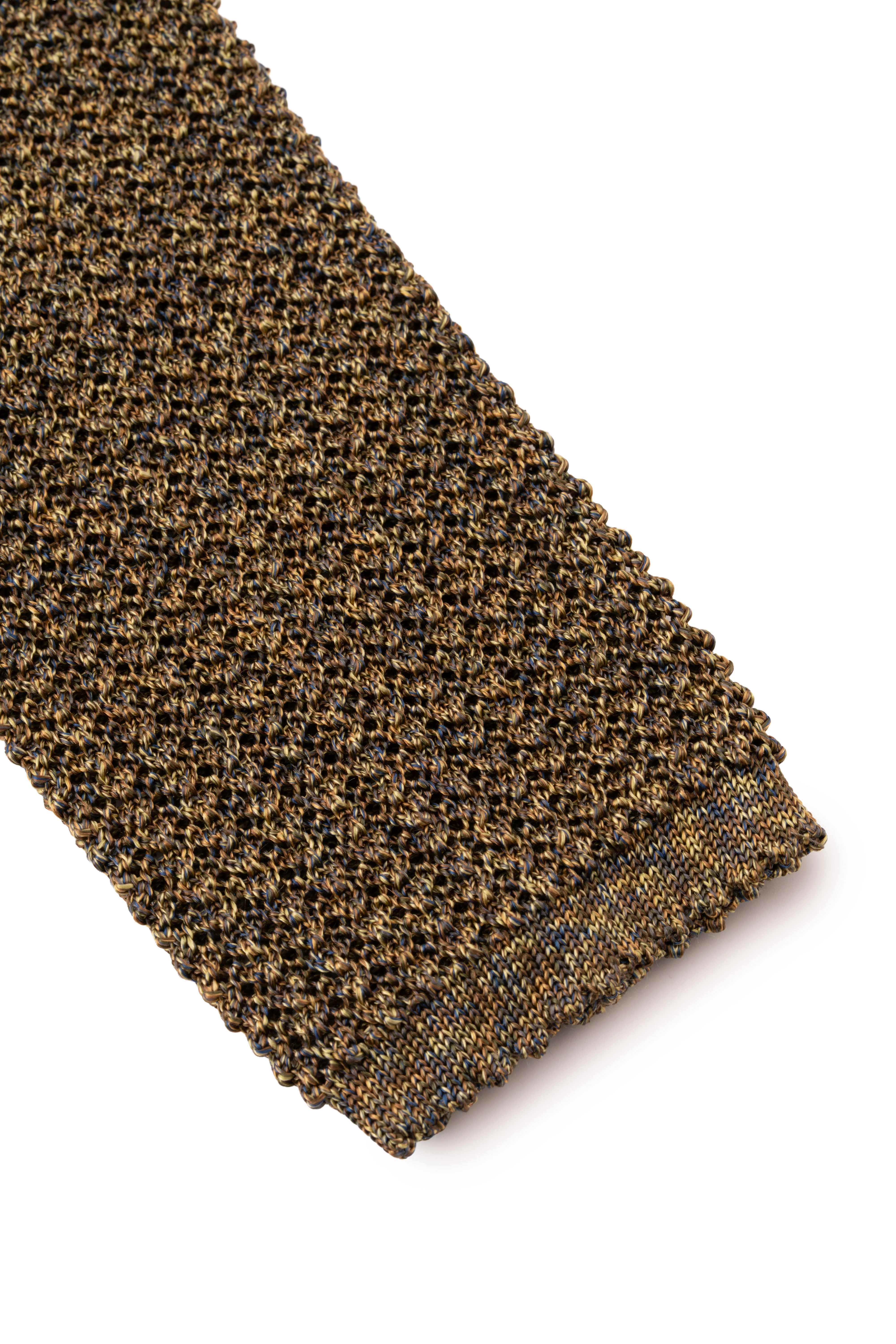 Melange Yellow & Brown Silk Knit Tie - Image 9