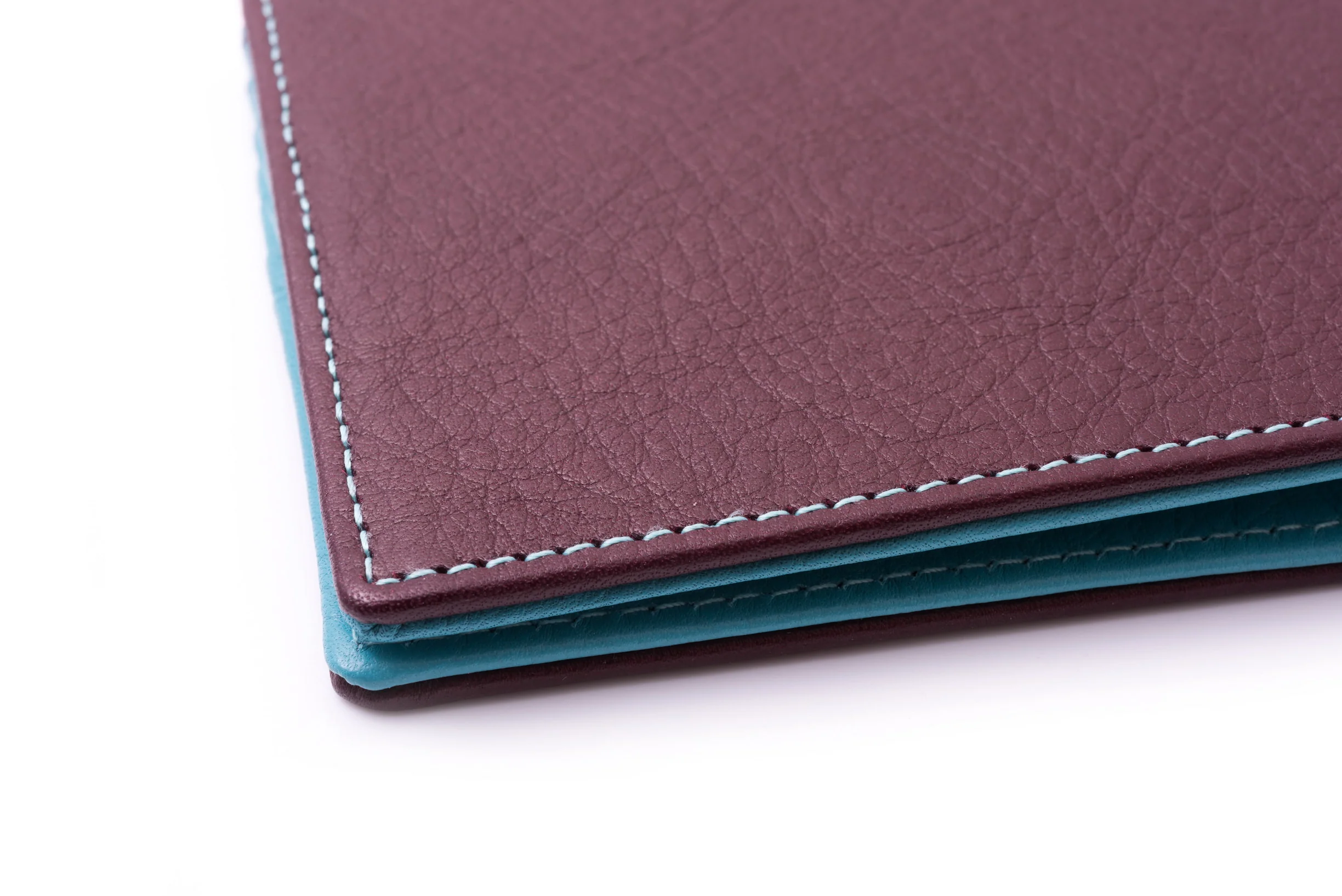 Burgundy & Turquoise 10 Card Deerskin Leather Wallet - Image 4