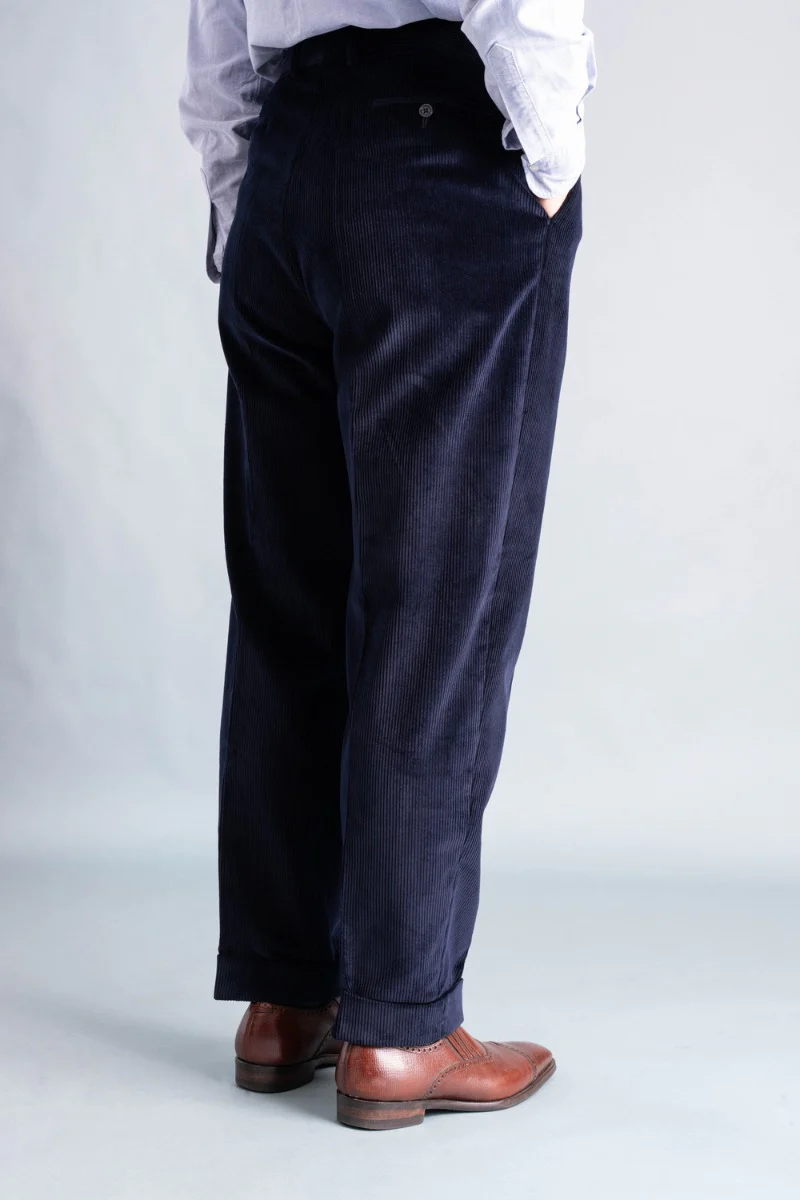 Midnight Navy Blue Stancliffe Corduroy Trousers - Image 3