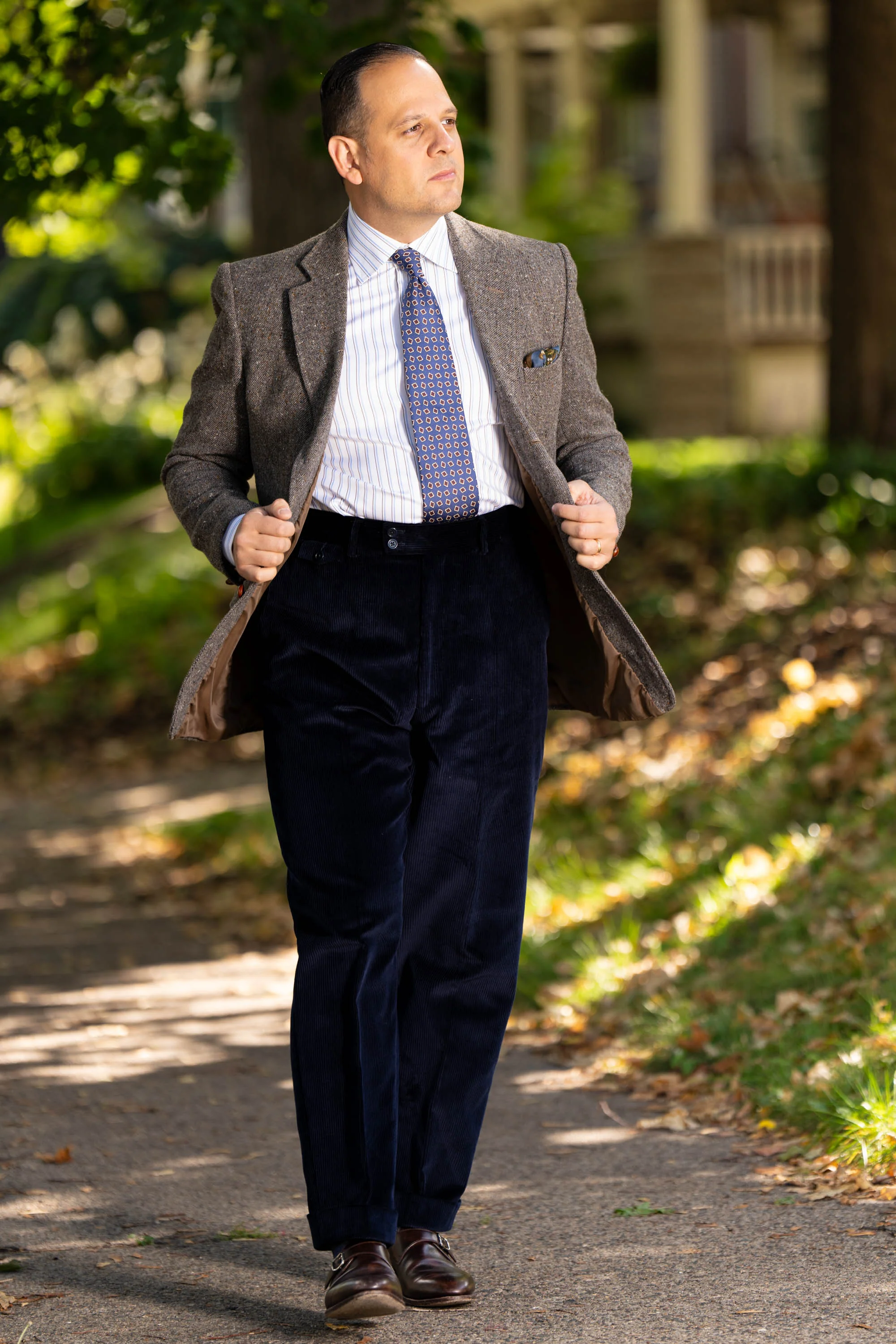 Midnight Navy Blue Stancliffe Corduroy Trousers - Image 5