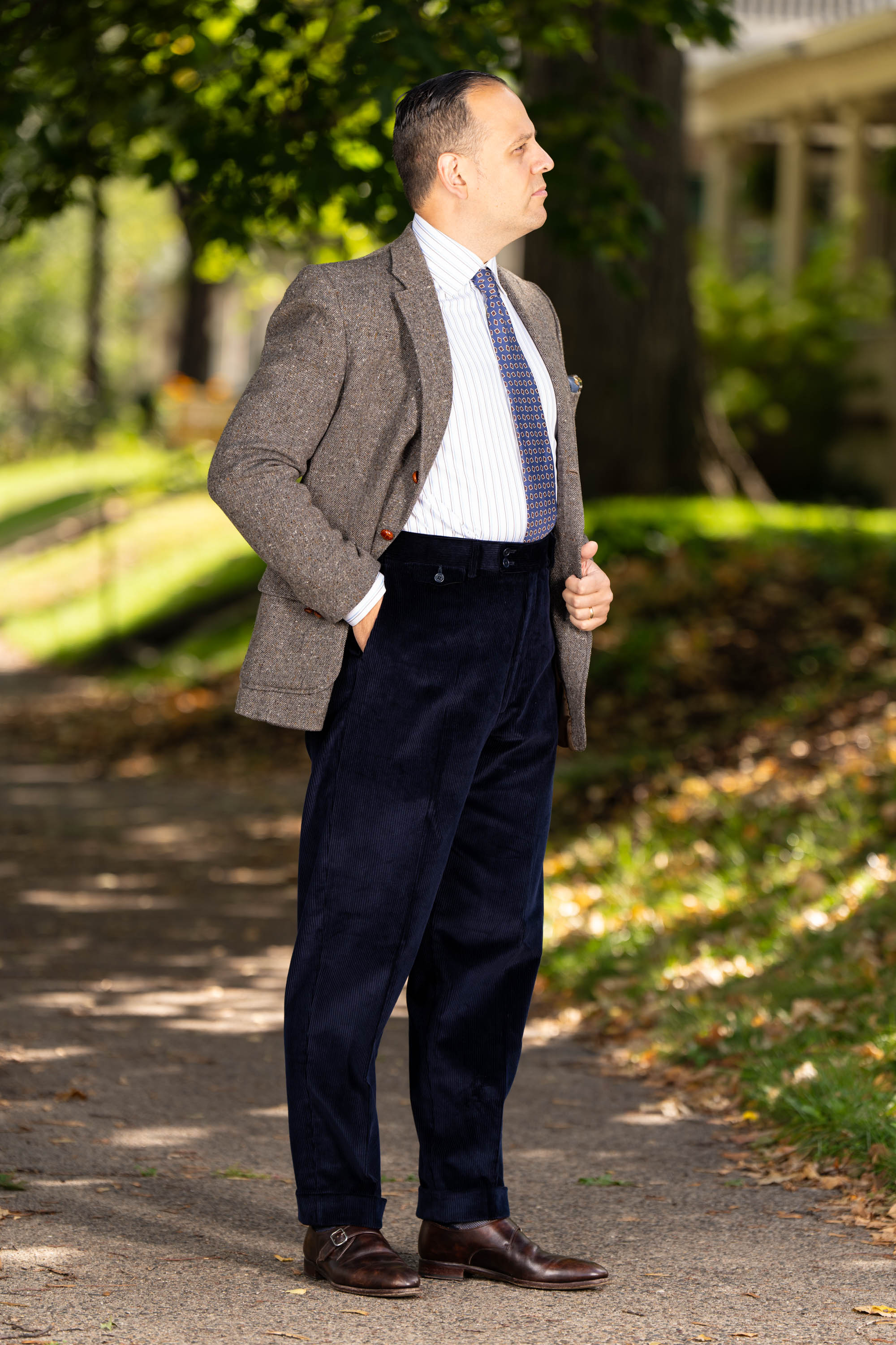 Midnight Navy Blue Stancliffe Corduroy Trousers - Image 6