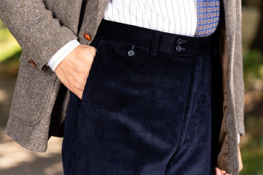 Midnight Navy Blue Stancliffe Corduroy Trousers - Image 7