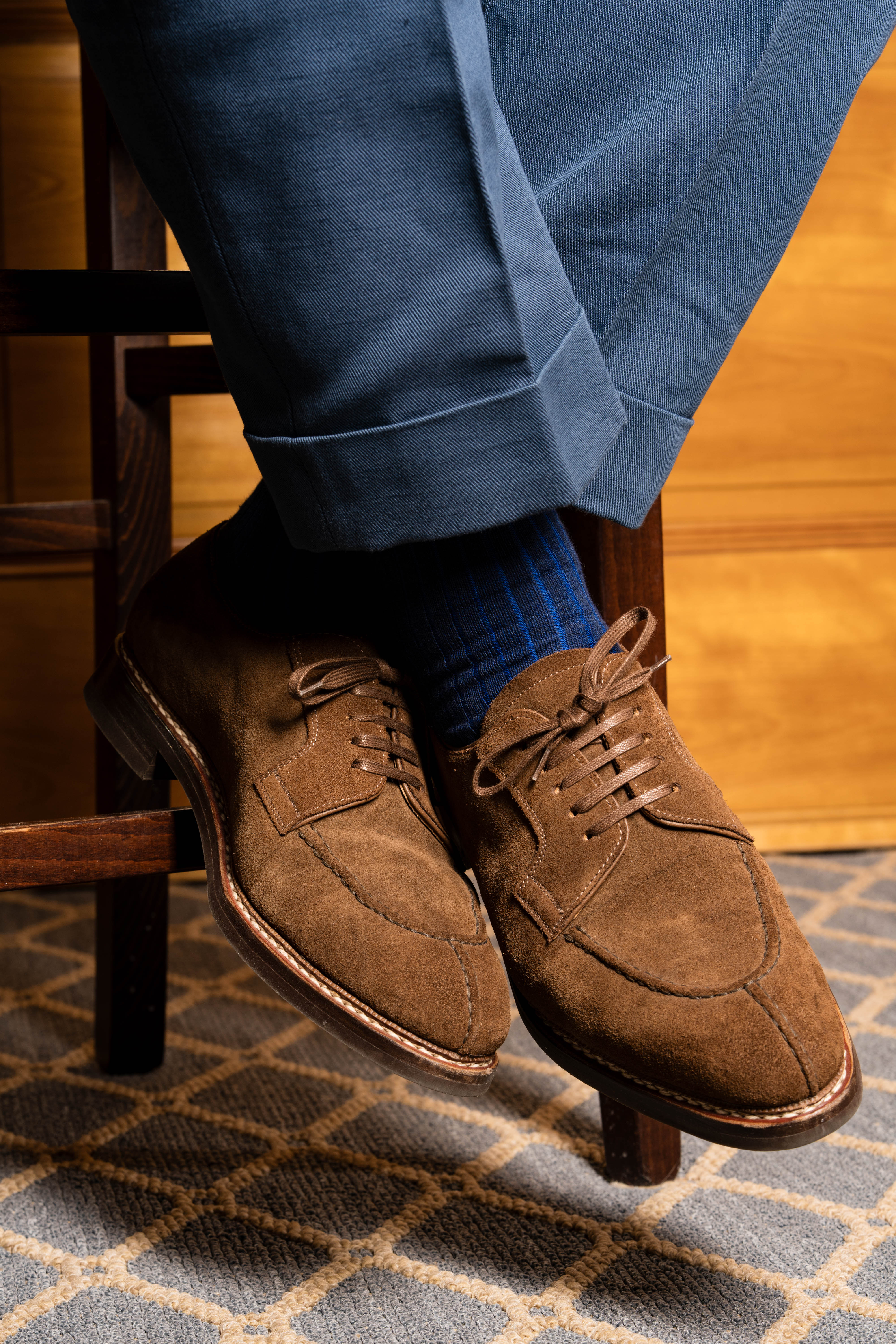 Navy & Blue Shadow Stripe Midweight Cotton Socks - Image 3