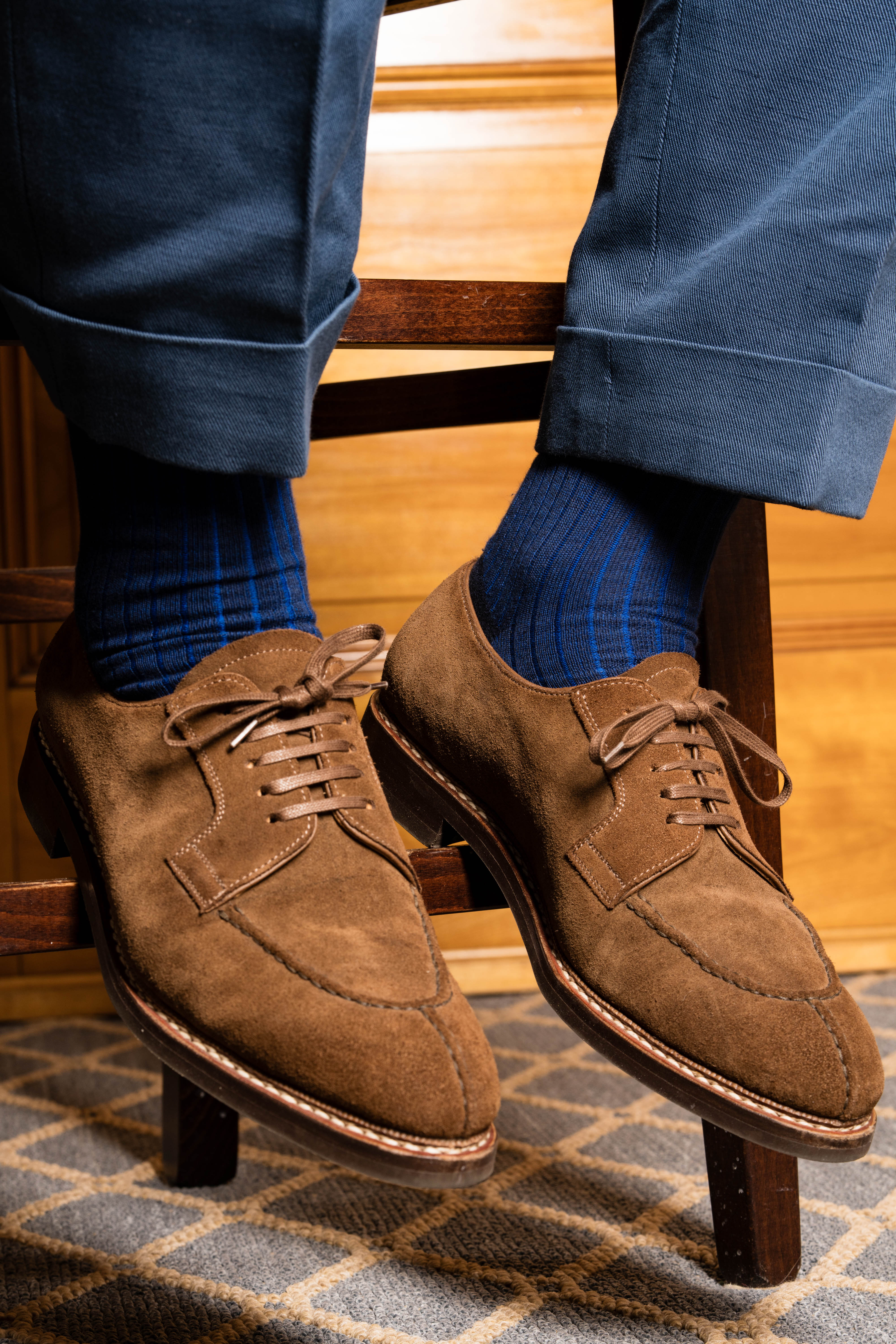 Navy & Blue Shadow Stripe Midweight Cotton Socks - Image 4