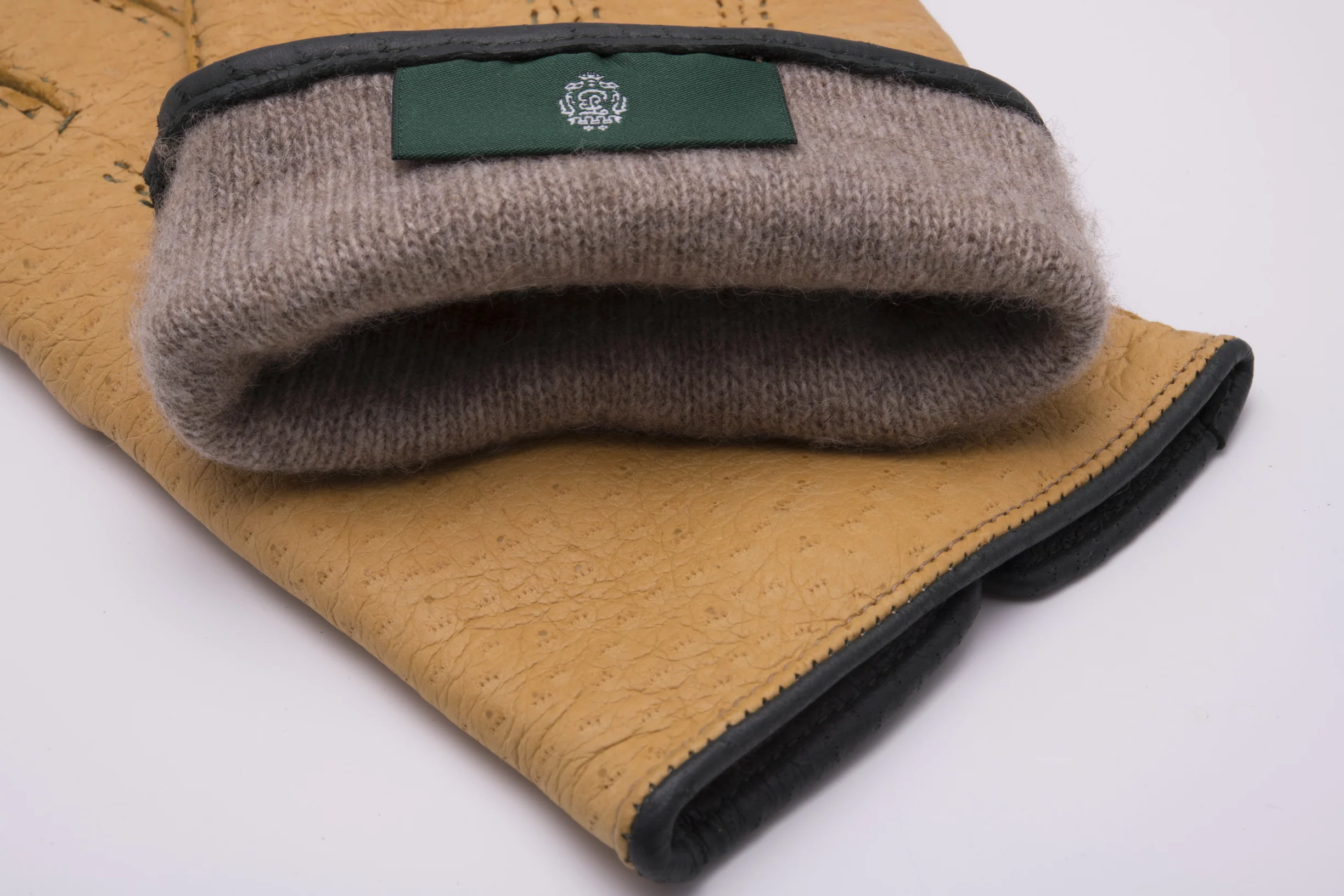 Chamois Yellow Cashmere Lined Peccary Gloves - Image 10