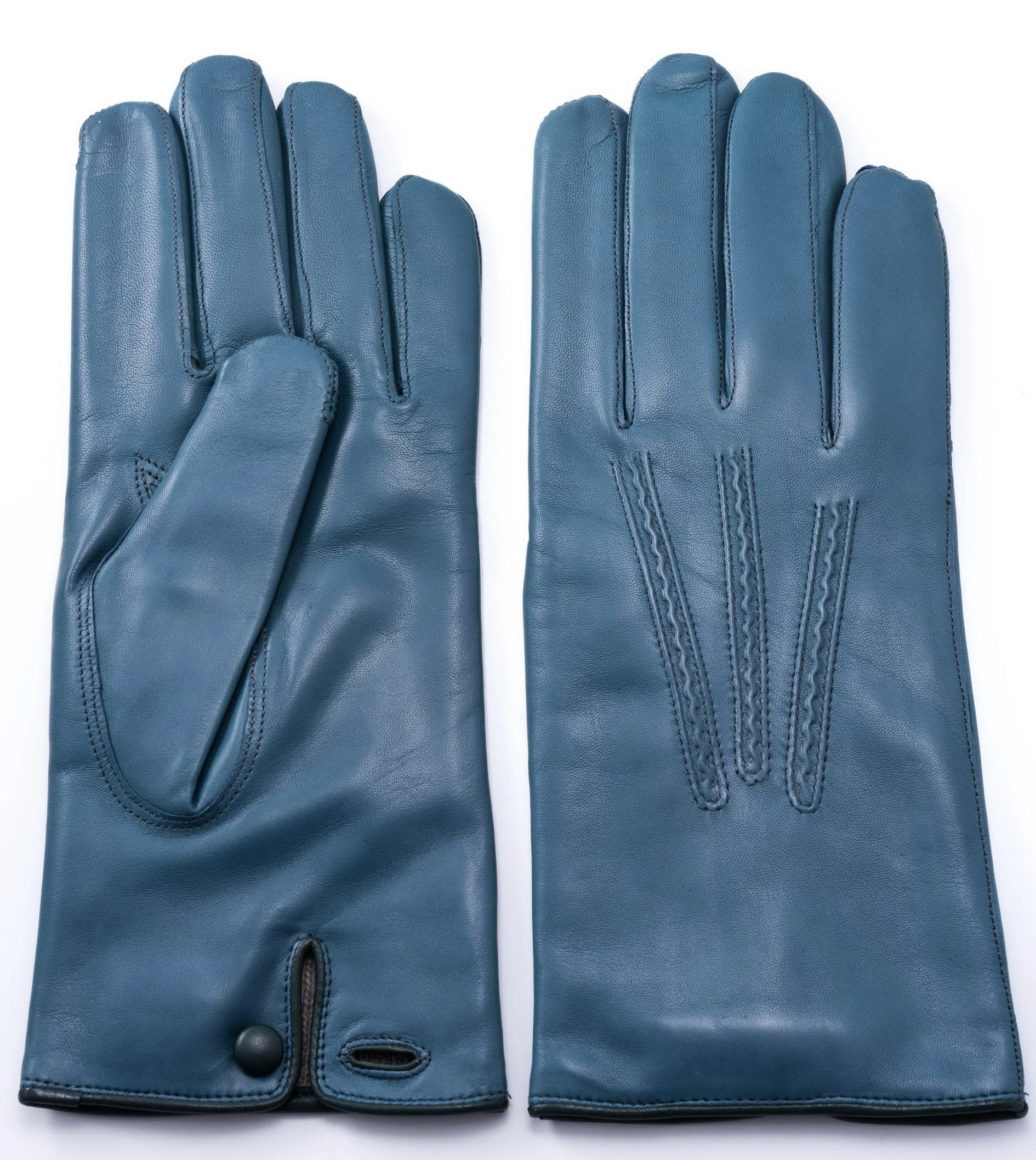 Petrol Blue Lamb Nappa Leather Gloves - Image 3