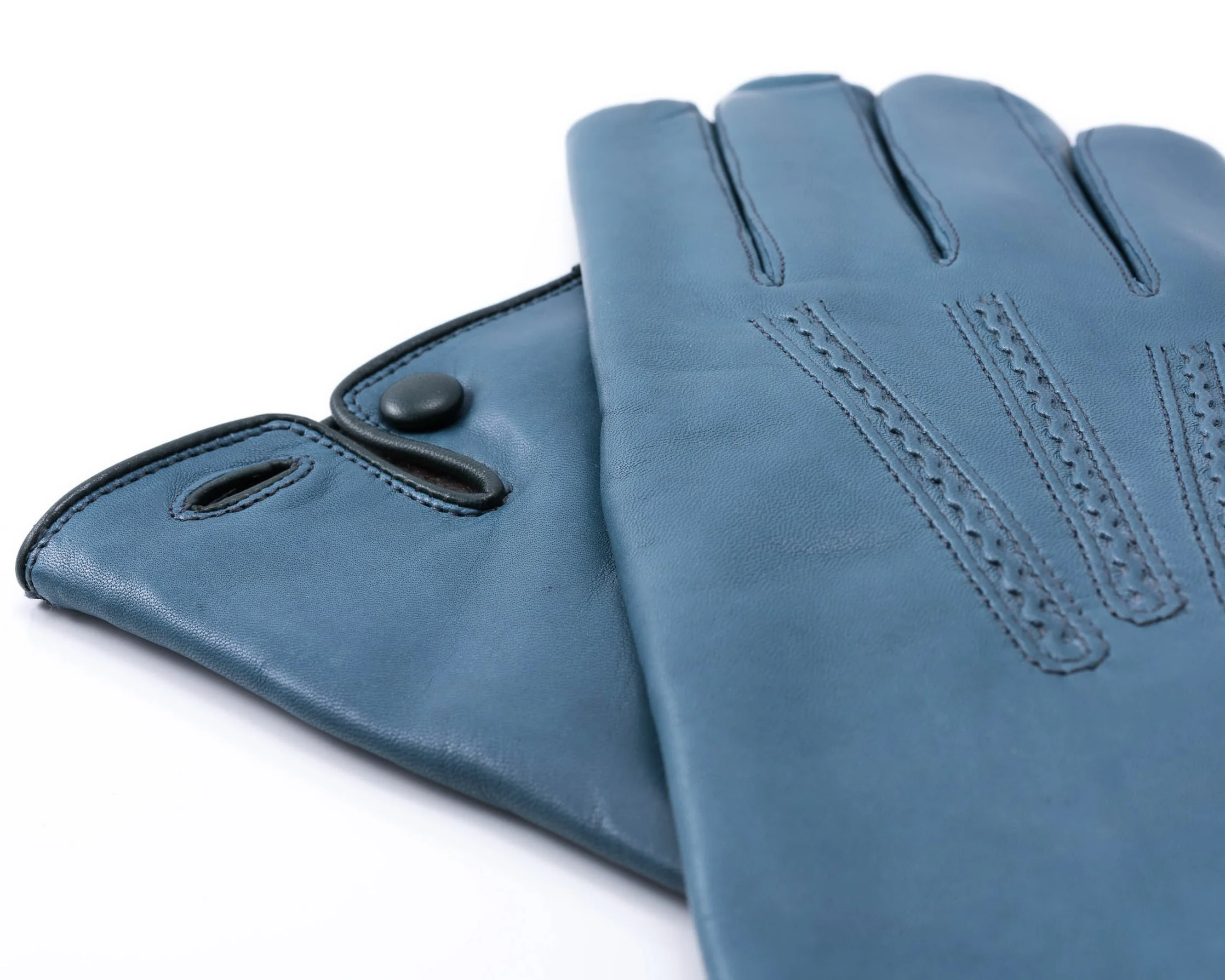Petrol Blue Lamb Nappa Leather Gloves - Image 6