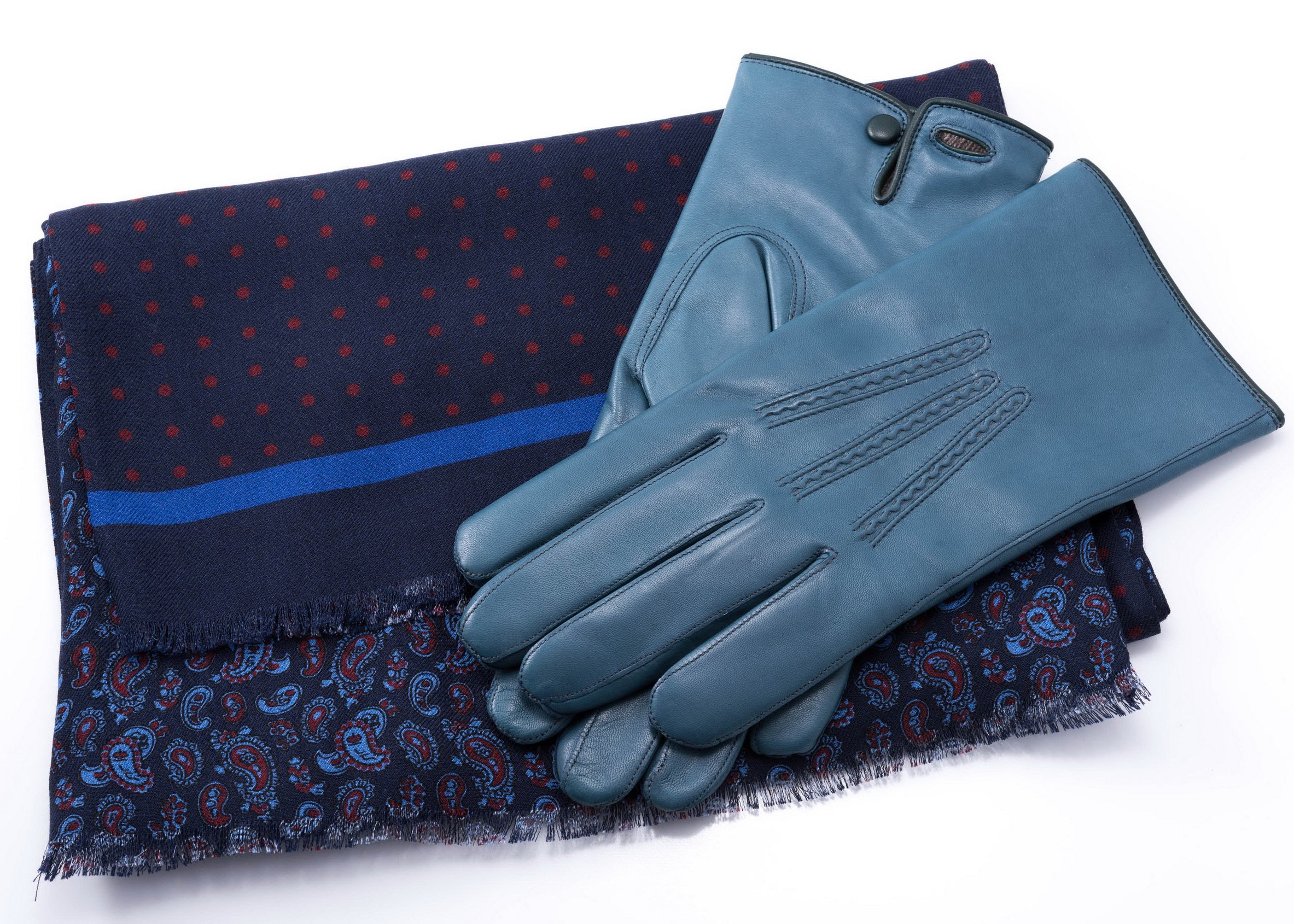 Petrol Blue Lamb Nappa Leather Gloves - Image 8