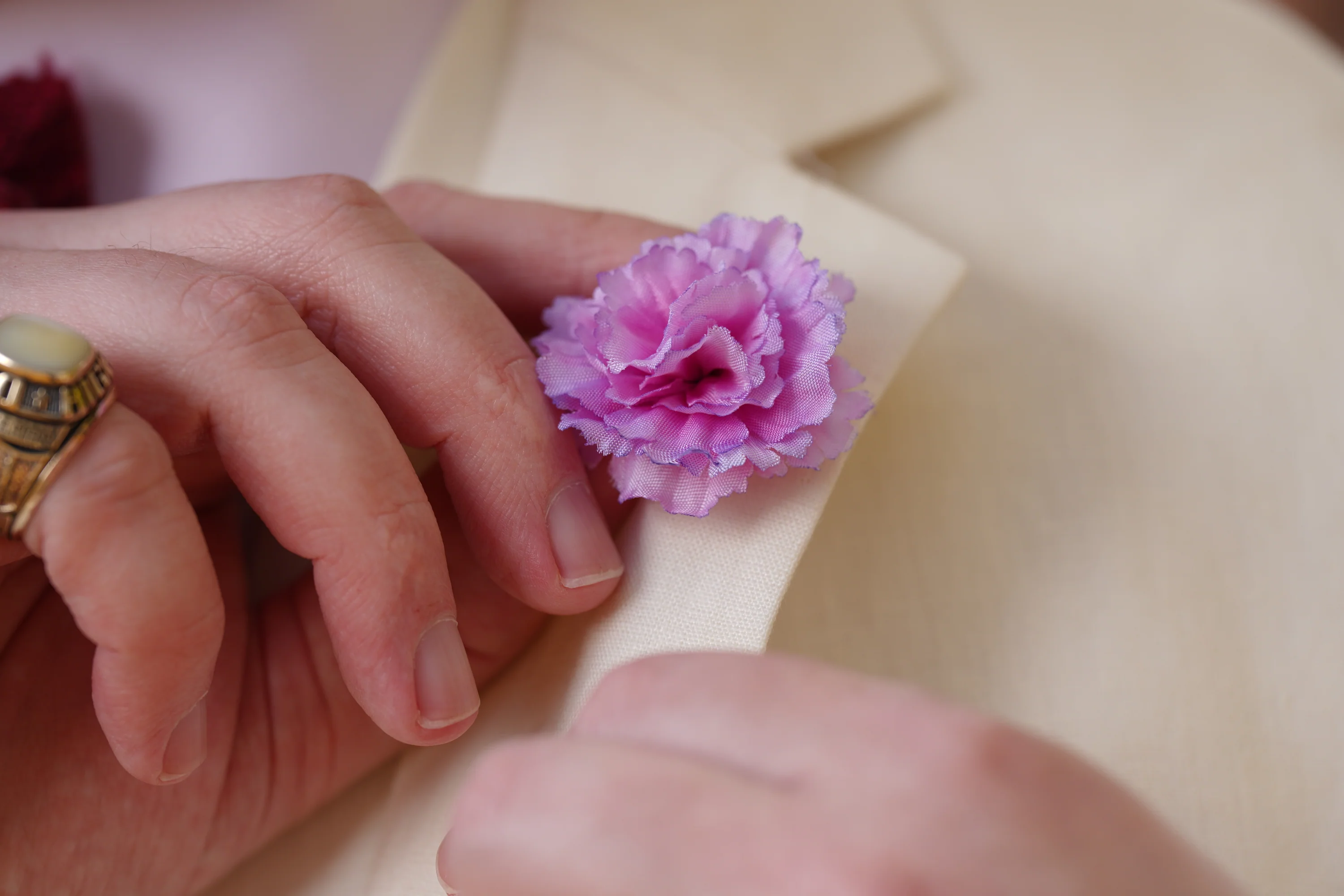 Life-Sized Pink Carnation Boutonnière Flower - Image 12