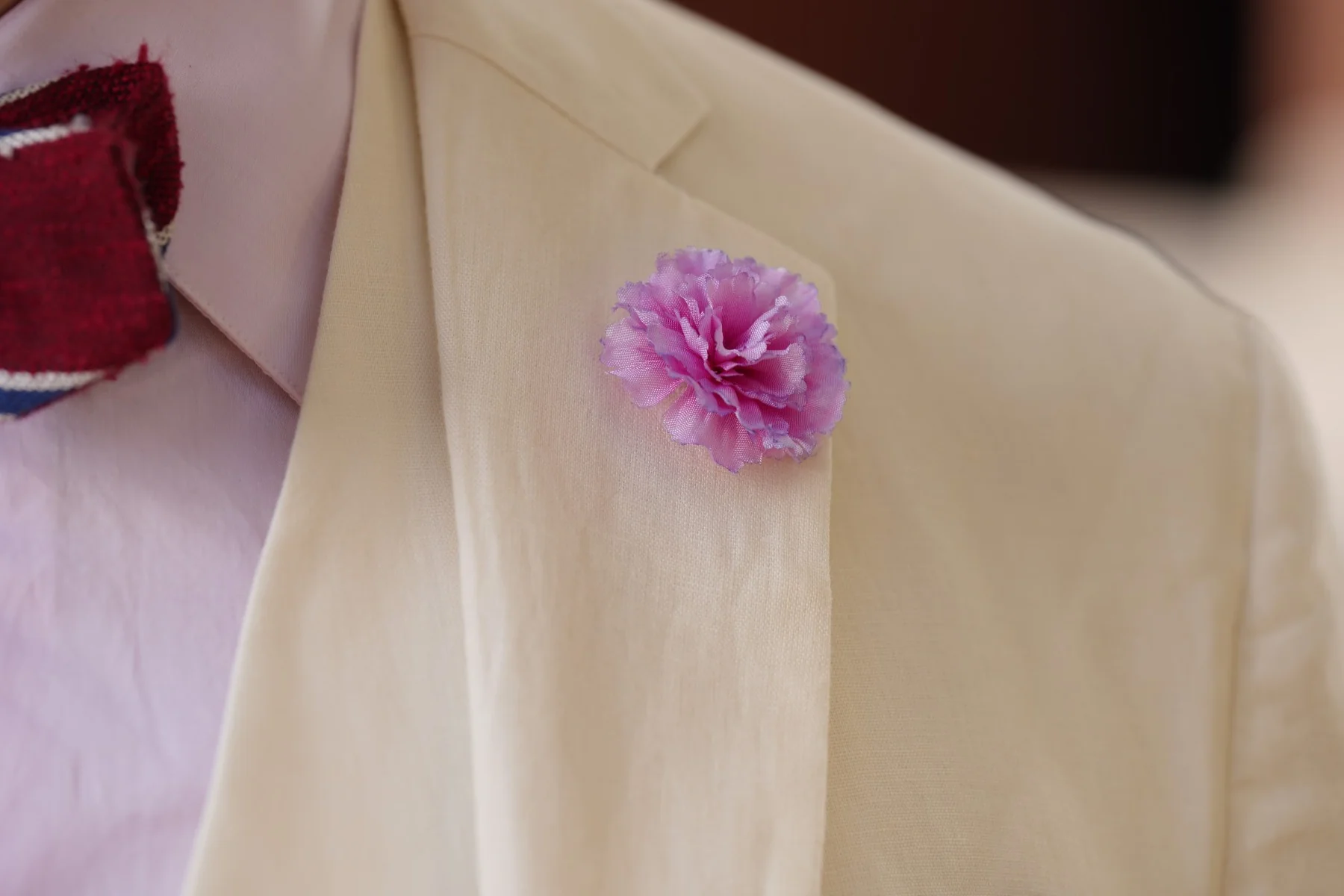 Mini Pink Carnation Silk Boutonnière Flower - Image 5