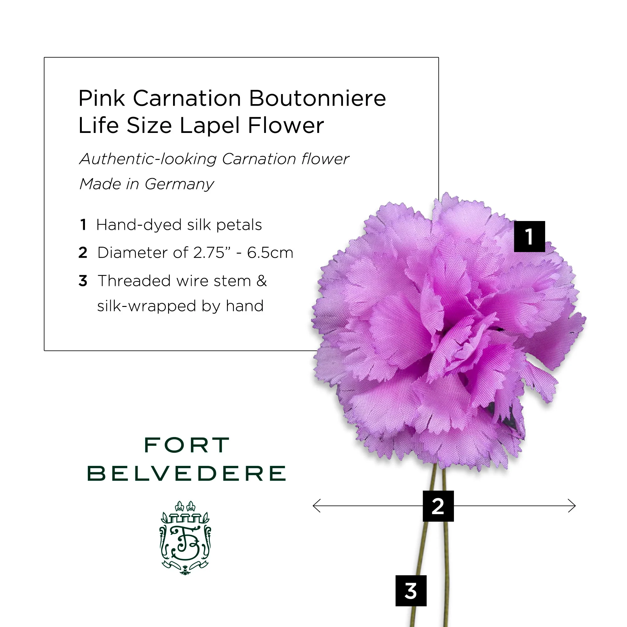 Mini Pink Carnation Silk Boutonnière Flower - Image 7