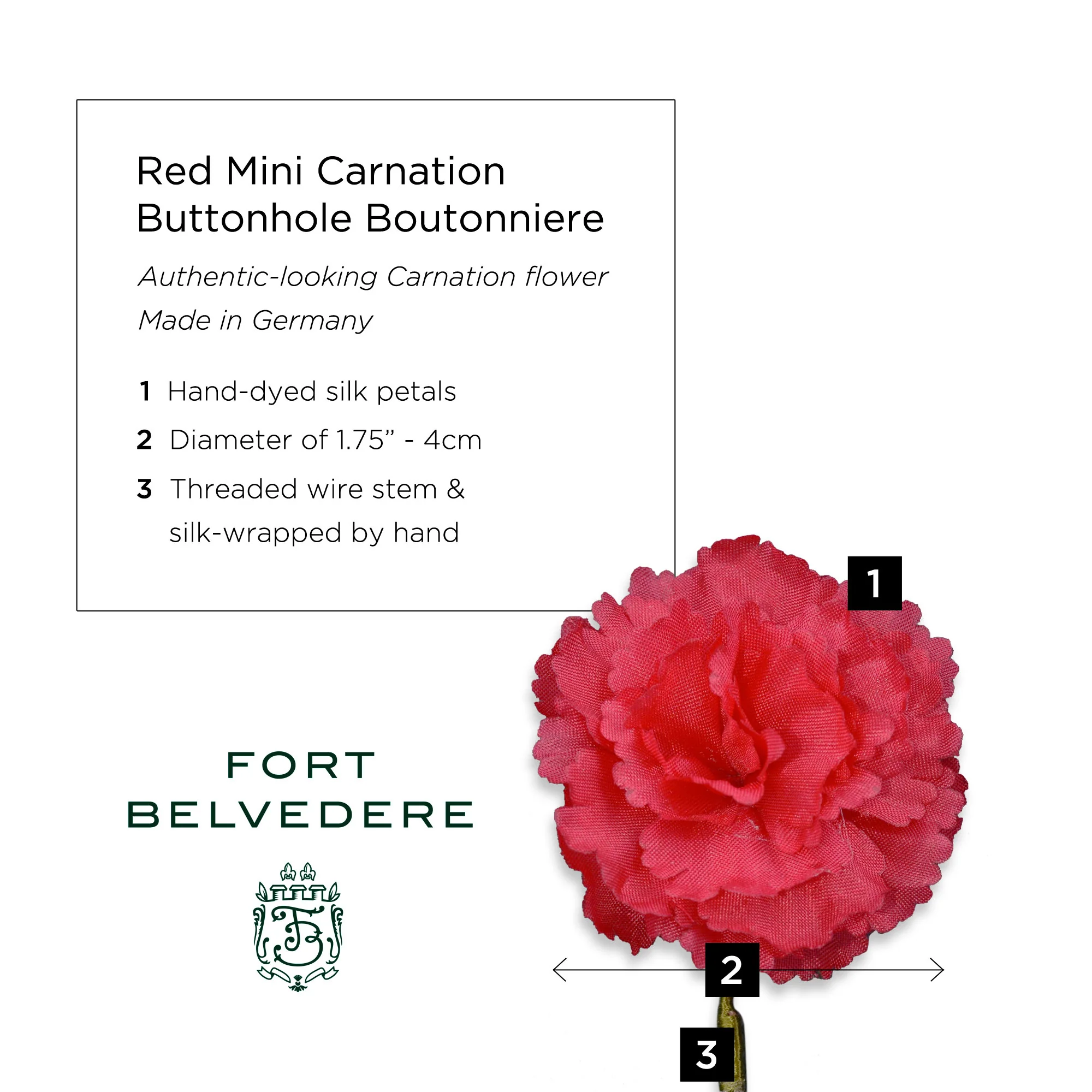Life-Size Red Carnation Boutonnière Flower - Image 9