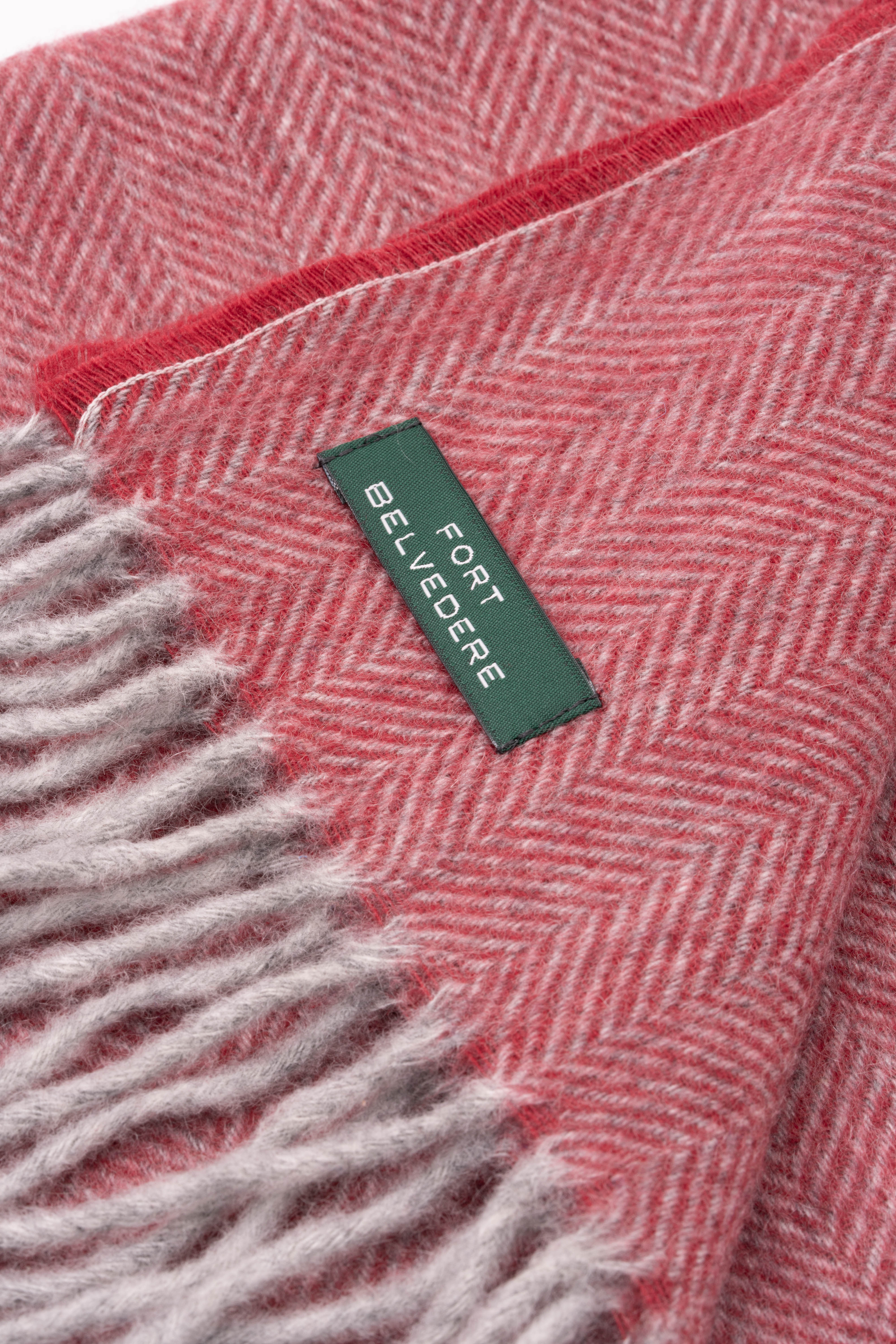 Red Herringbone Cashmere Scarf - Image 10