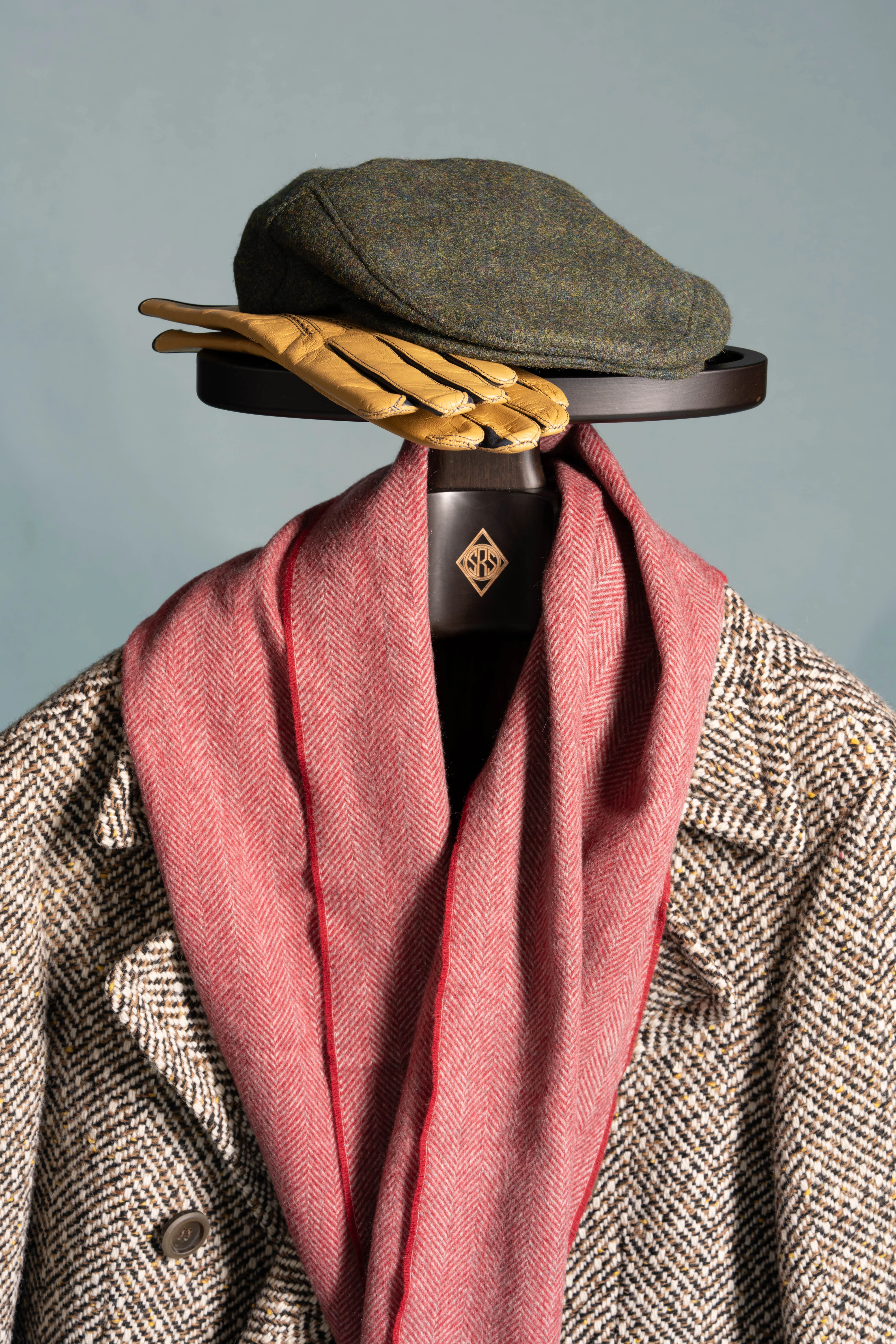 Red Herringbone Cashmere Scarf - Image 5
