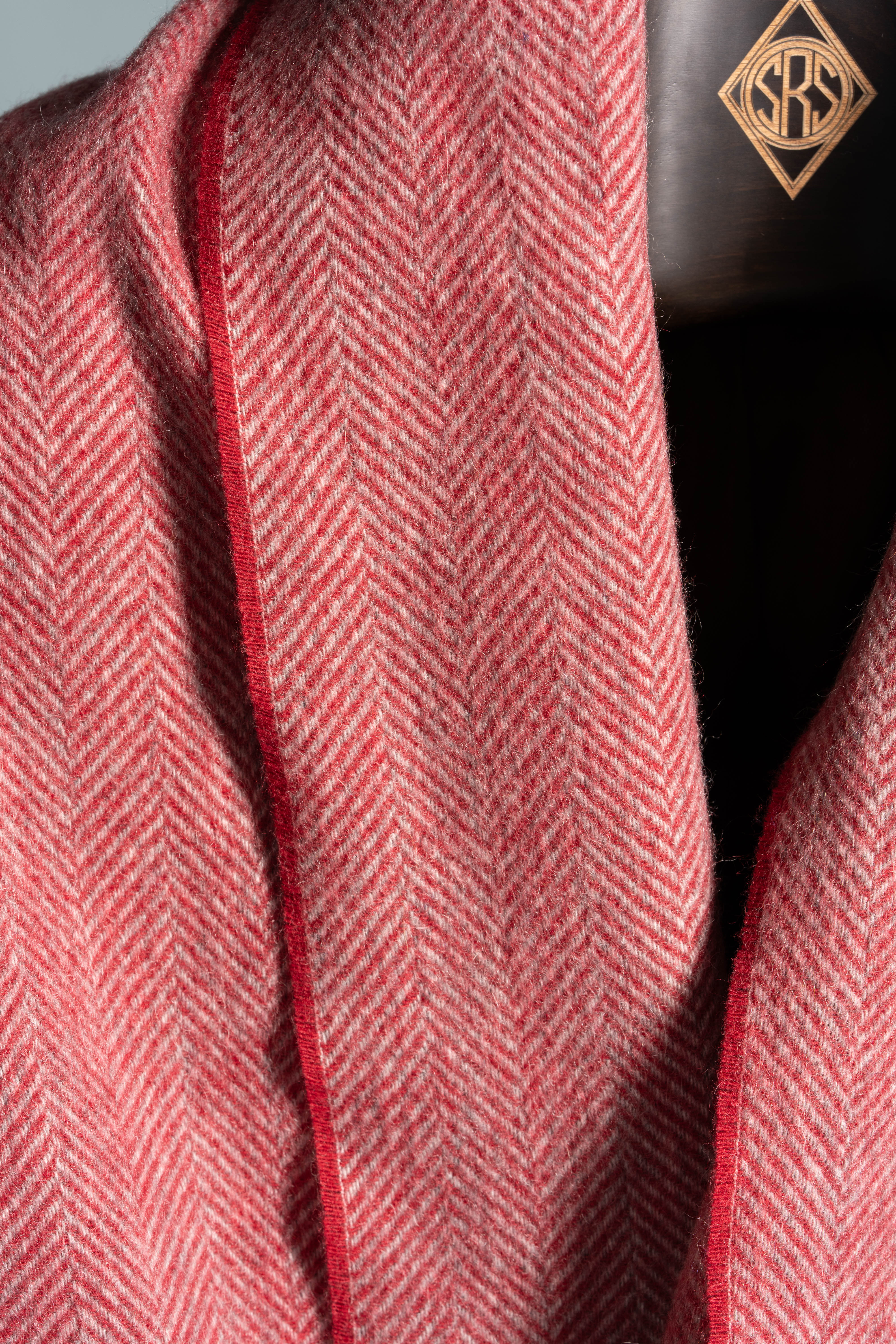 Red Herringbone Cashmere Scarf - Image 7