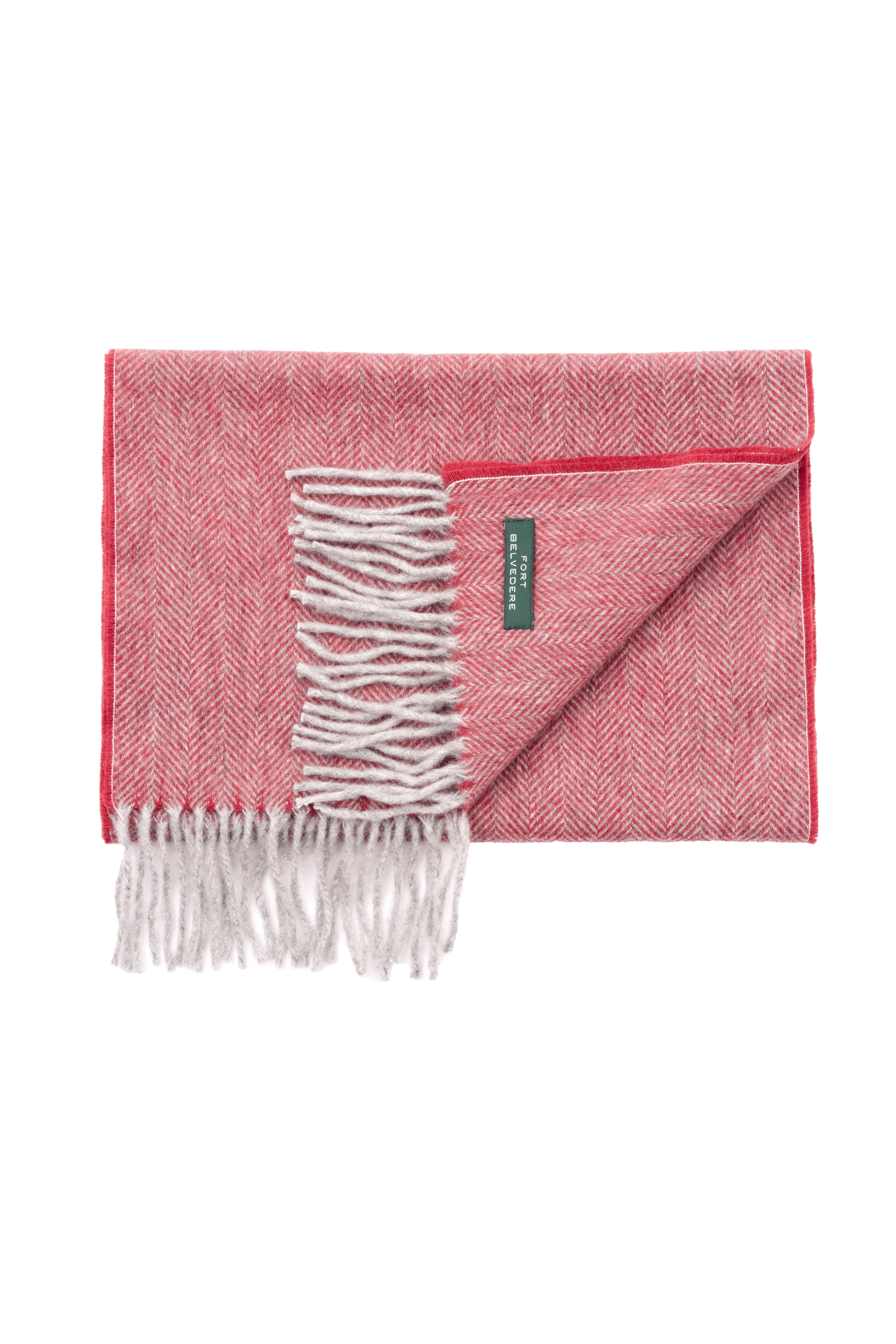 Red Herringbone Cashmere Scarf - Image 8