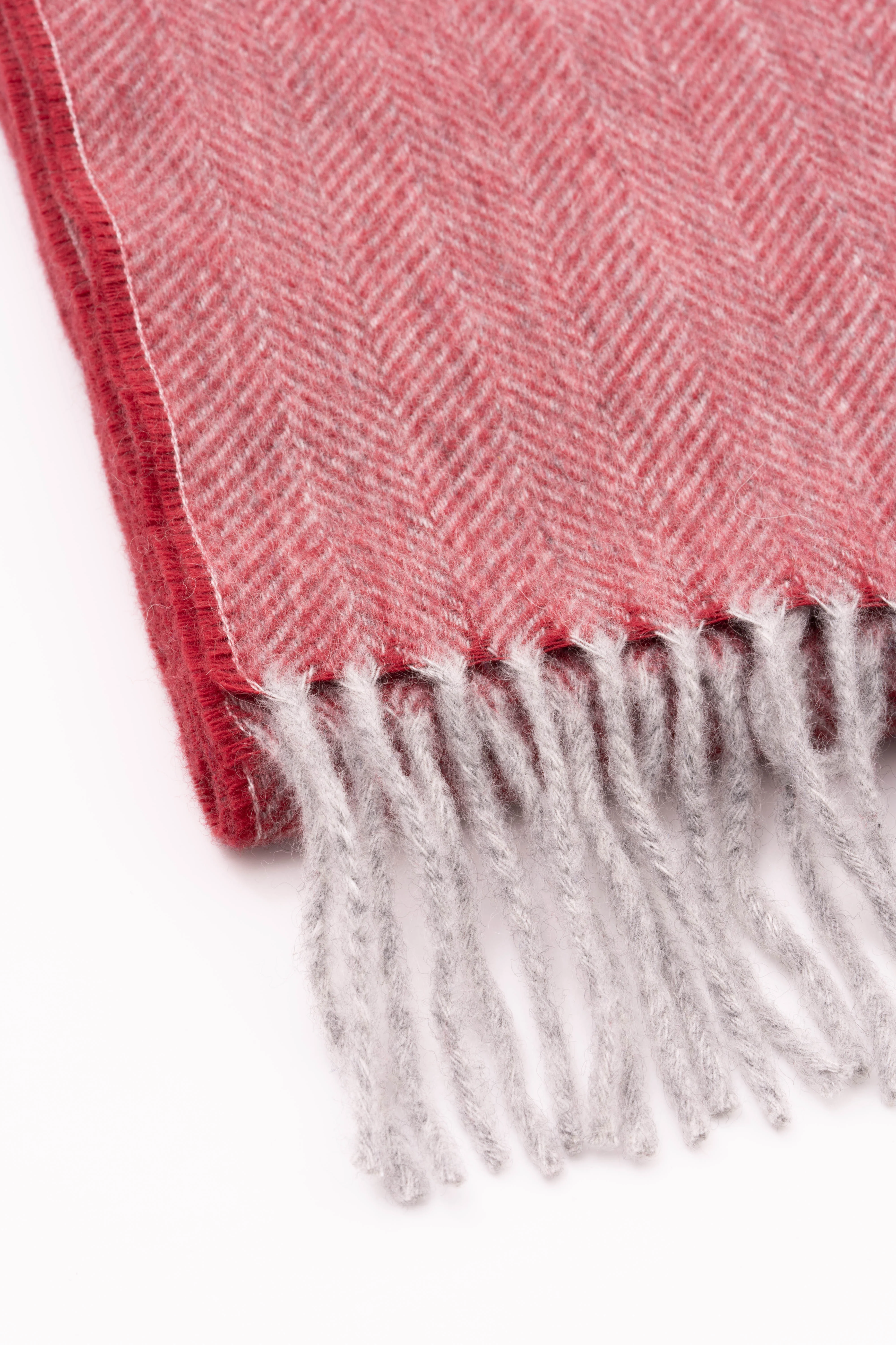 Red Herringbone Cashmere Scarf - Image 9