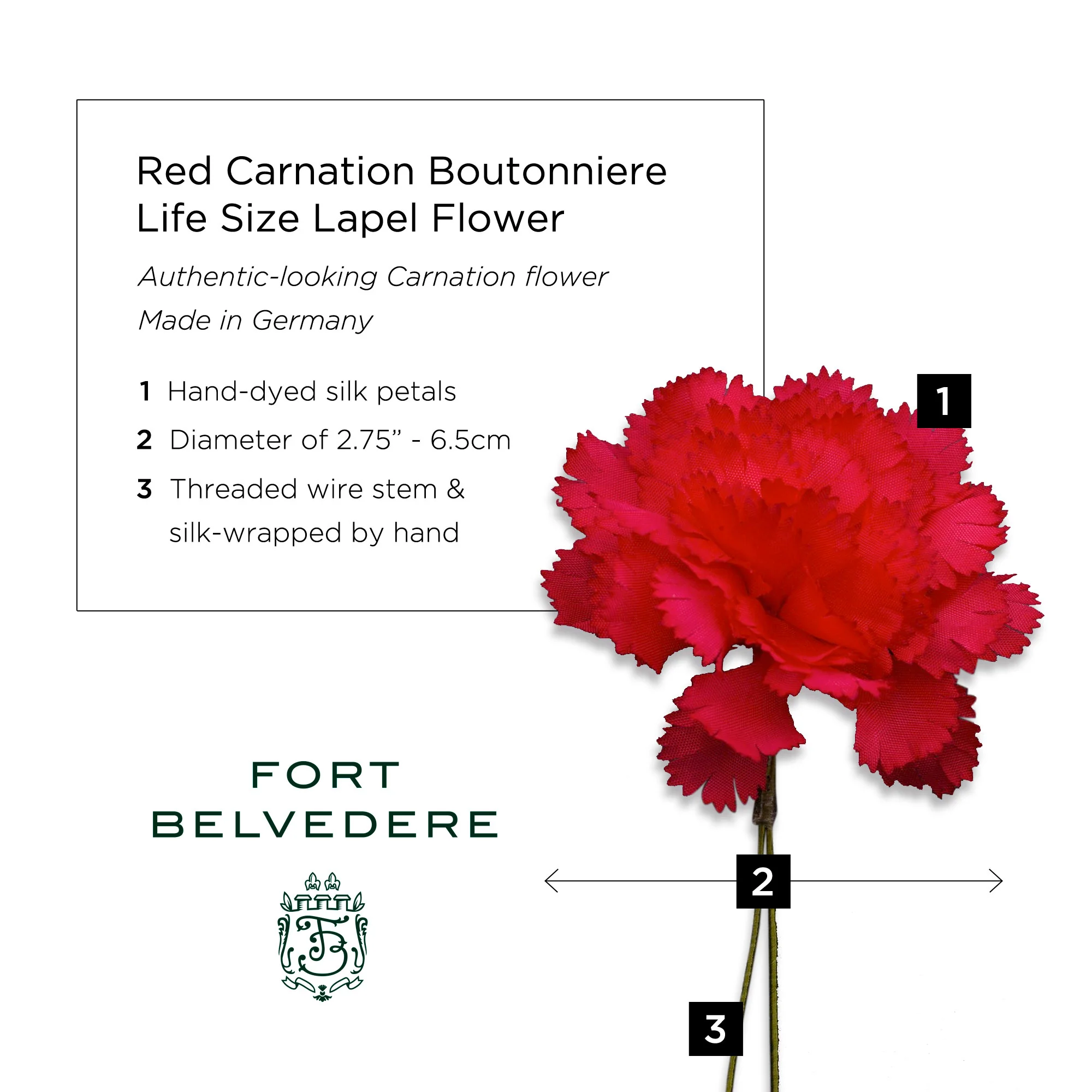 Mini Red Carnation Silk Boutonnière Flower - Image 7