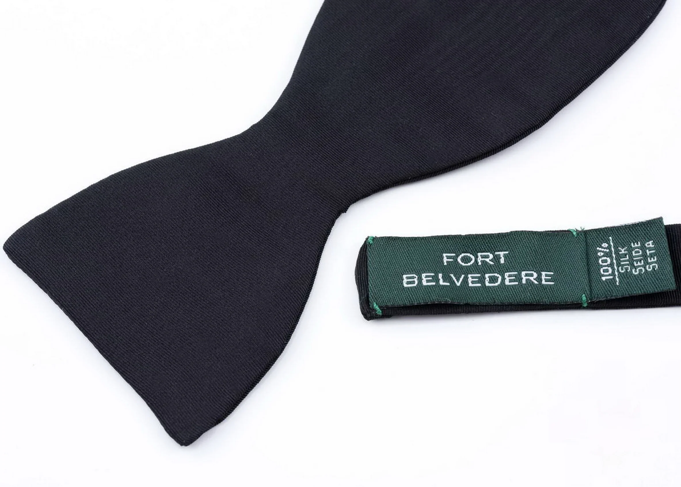 Black Single End Silk Moiré Bow Tie - Image 5