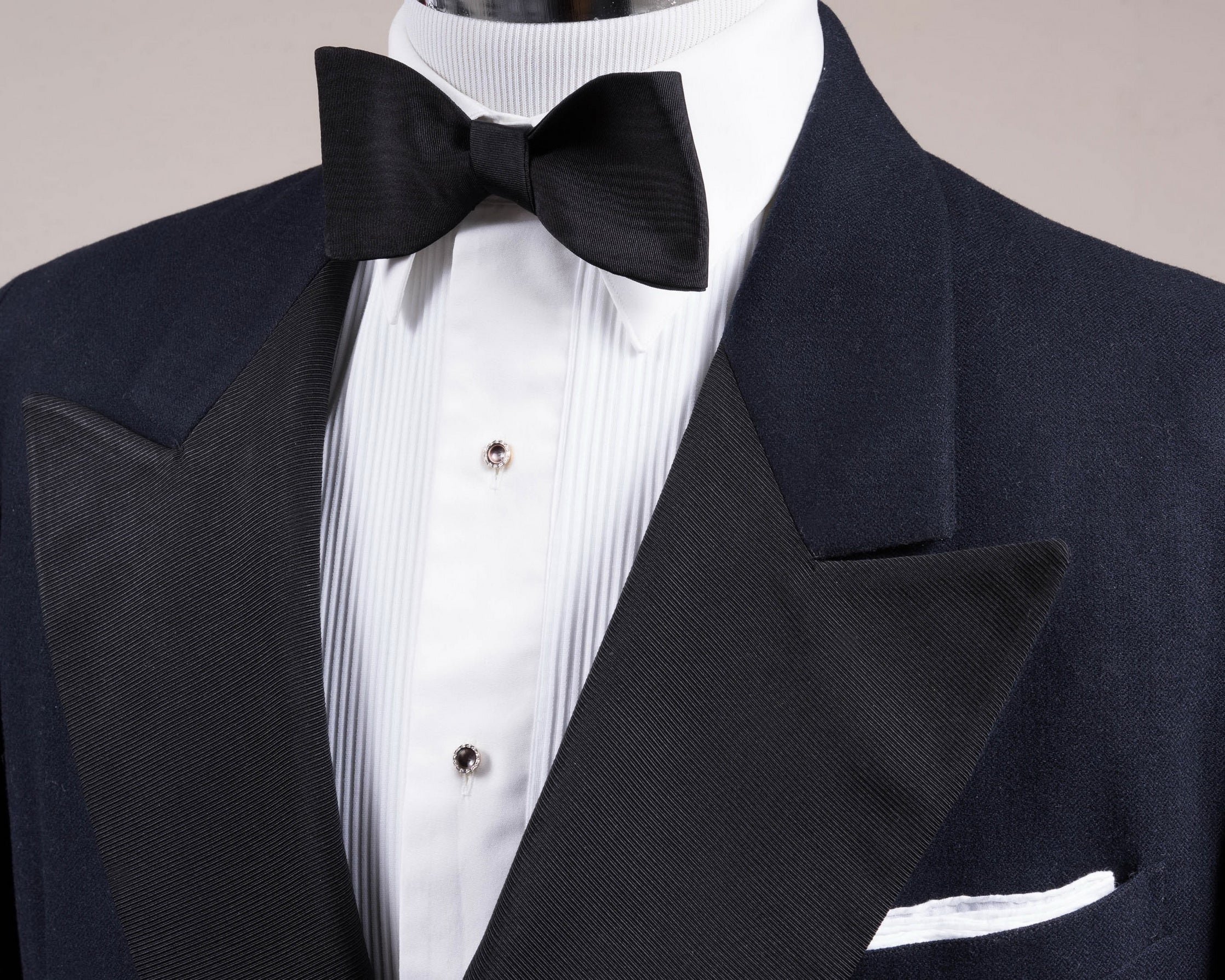 Black Single End Silk Moiré Bow Tie - Image 9