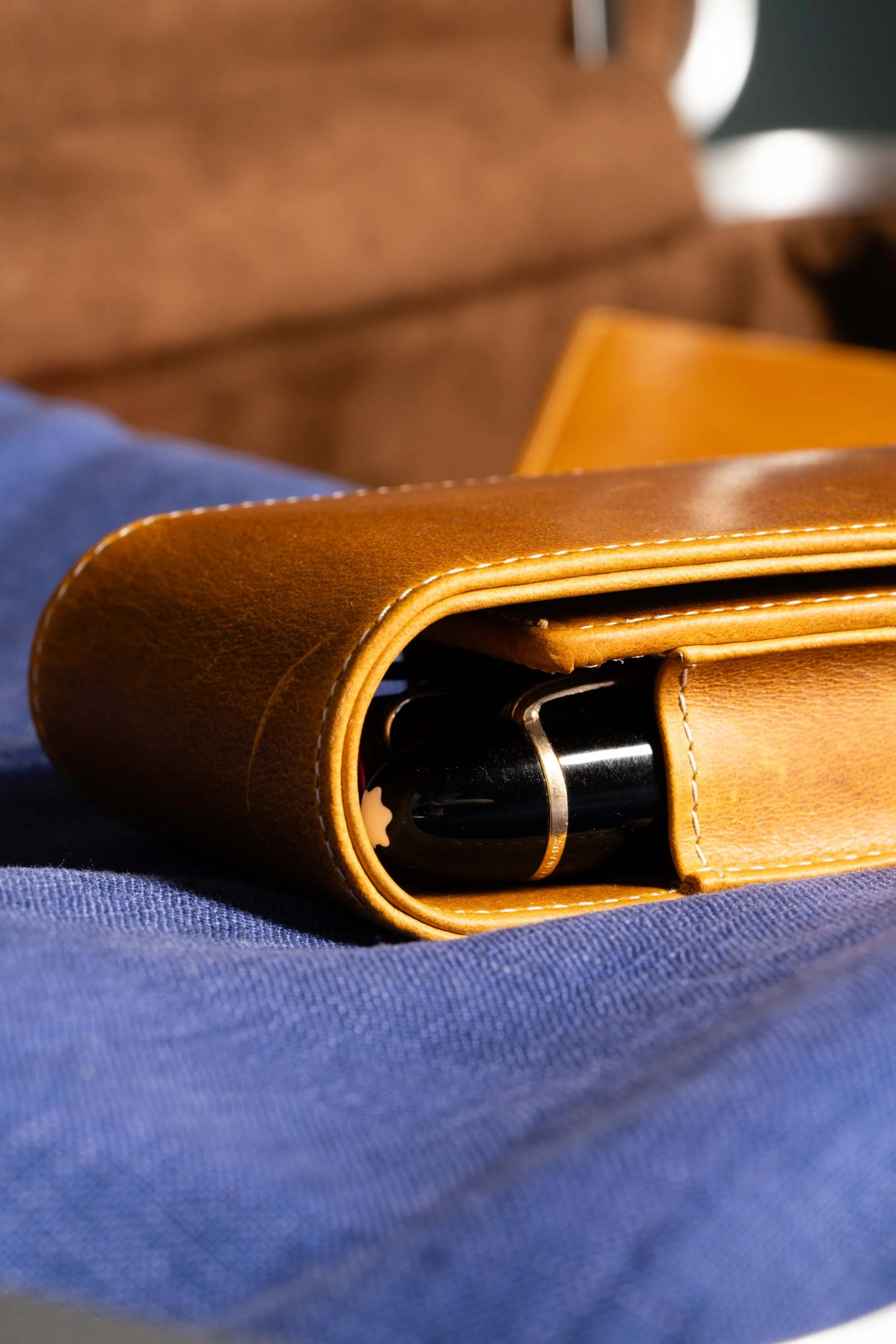 Vintage Gold Americana Full-Grain Leather Pen Case - Image 16