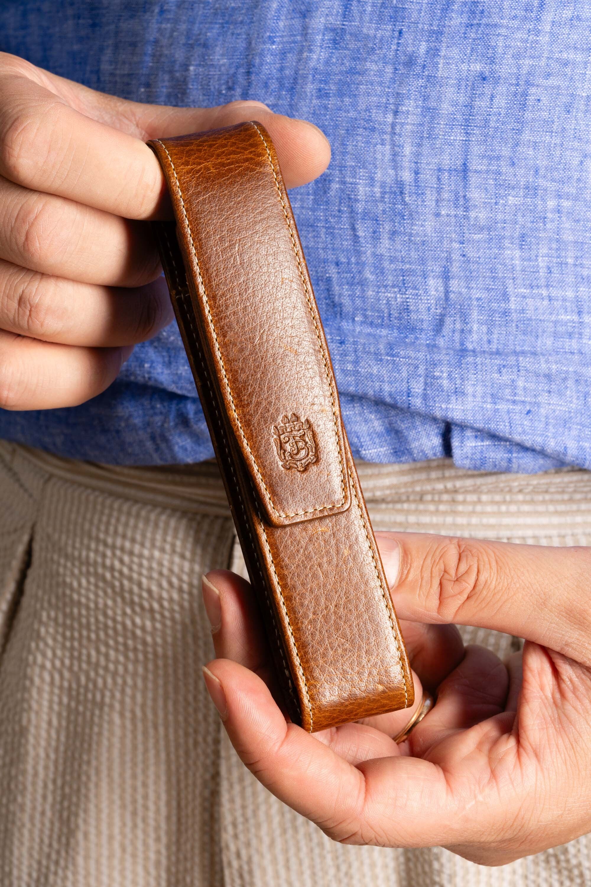 Saddle Brown Dumont Full-Grain Leather Pen Case - Image 10