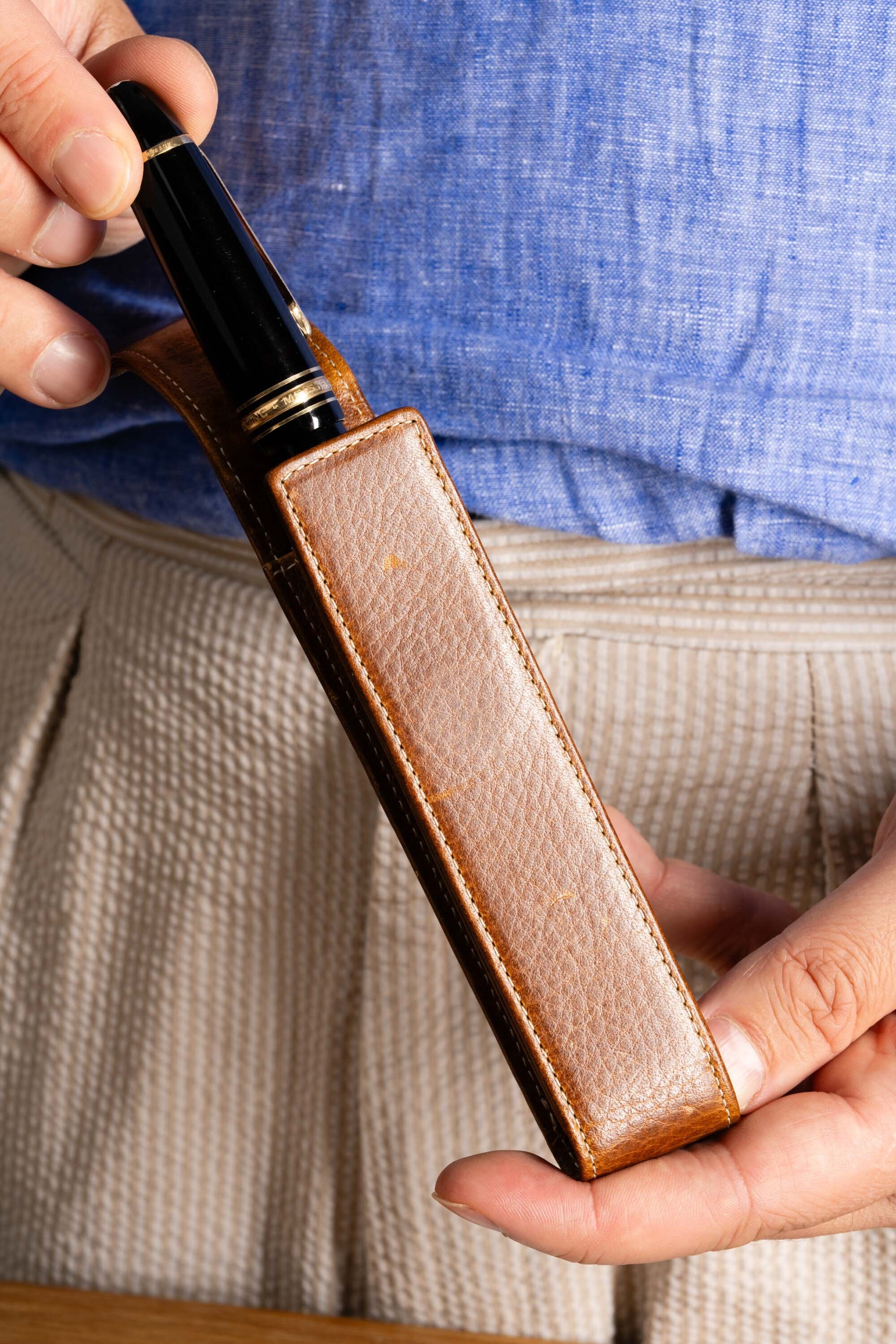 Saddle Brown Dumont Full-Grain Leather Pen Case - Image 11