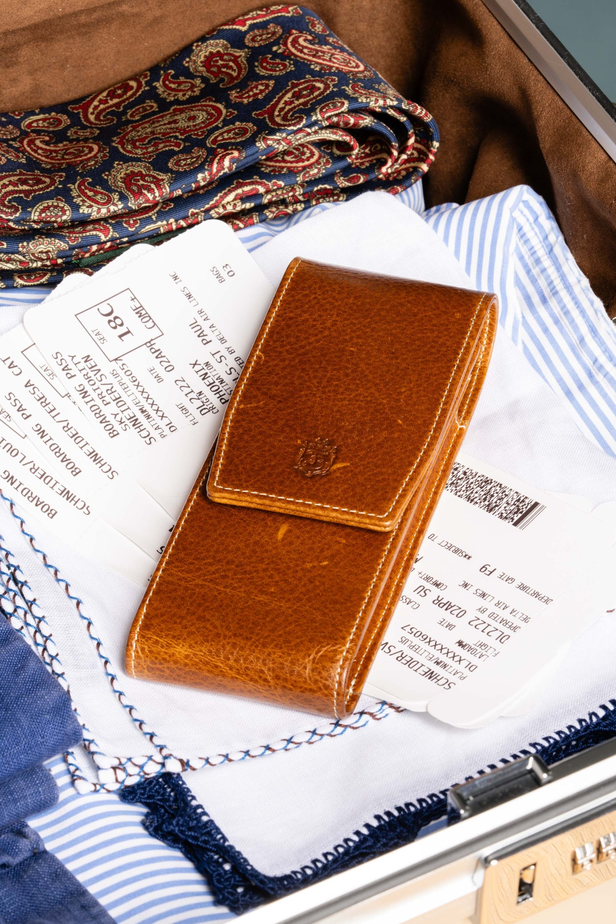 Saddle Brown Dumont Full-Grain Leather Pen Case - Image 16