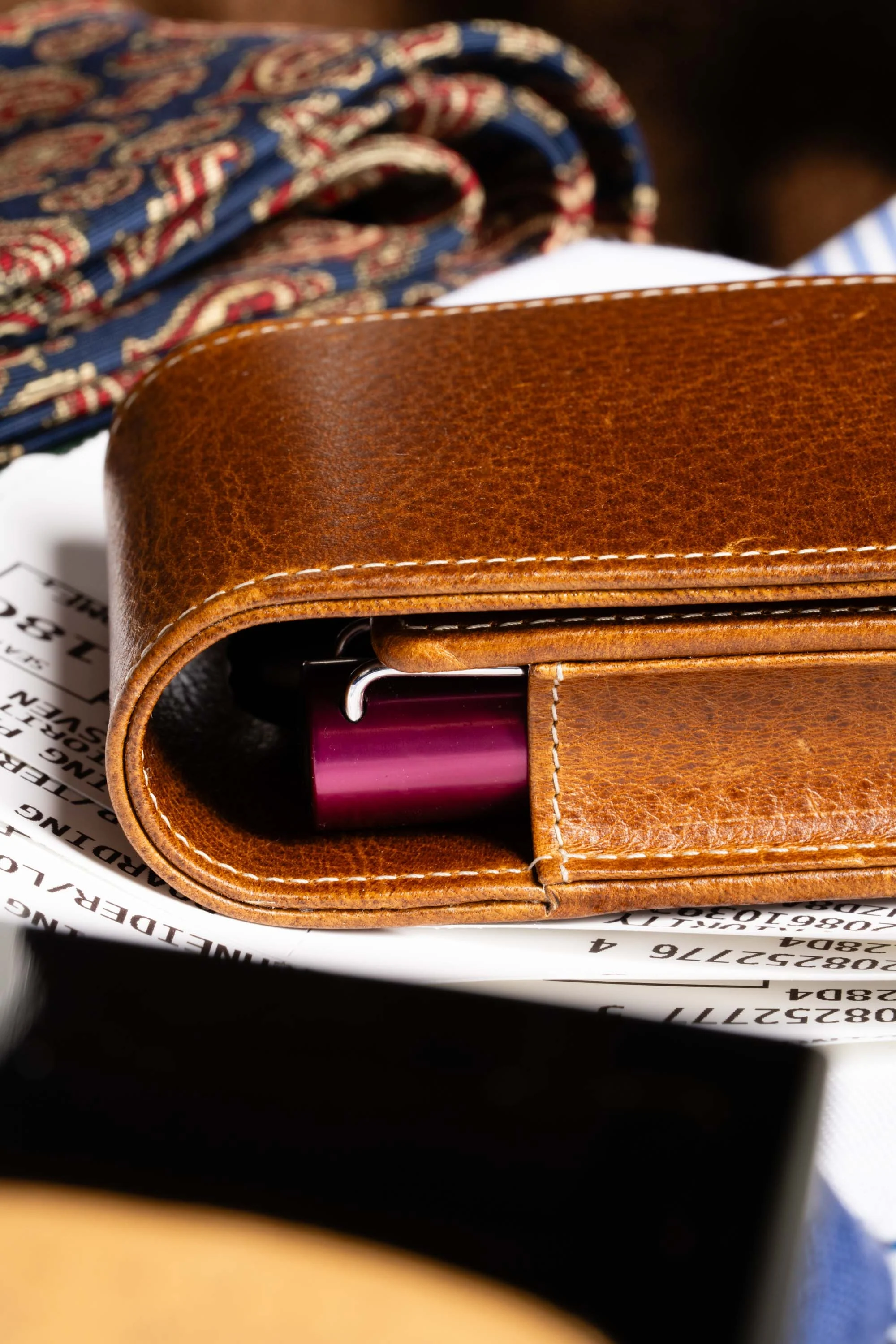 Saddle Brown Dumont Full-Grain Leather Pen Case - Image 17