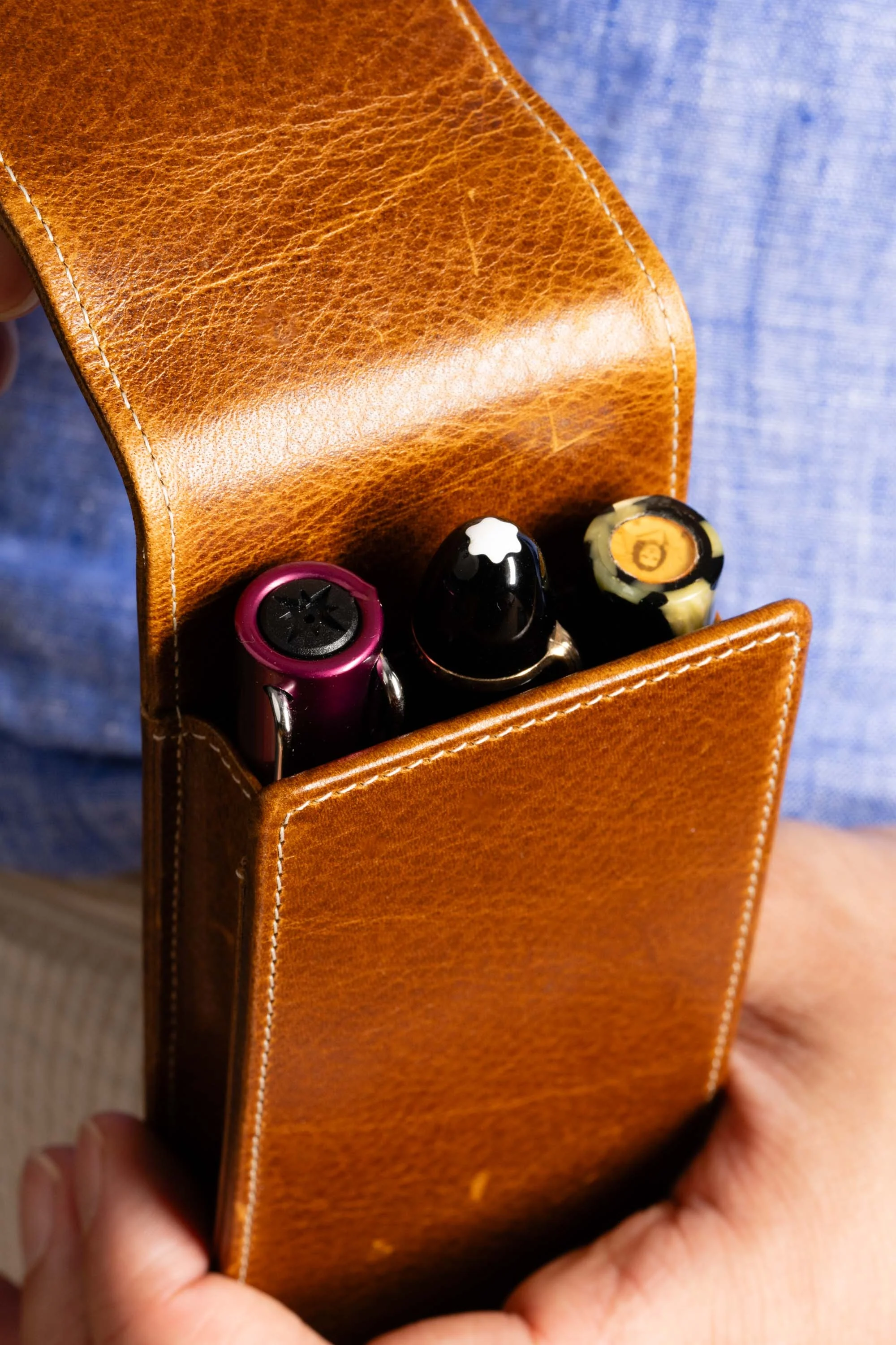 Saddle Brown Dumont Full-Grain Leather Pen Case - Image 23