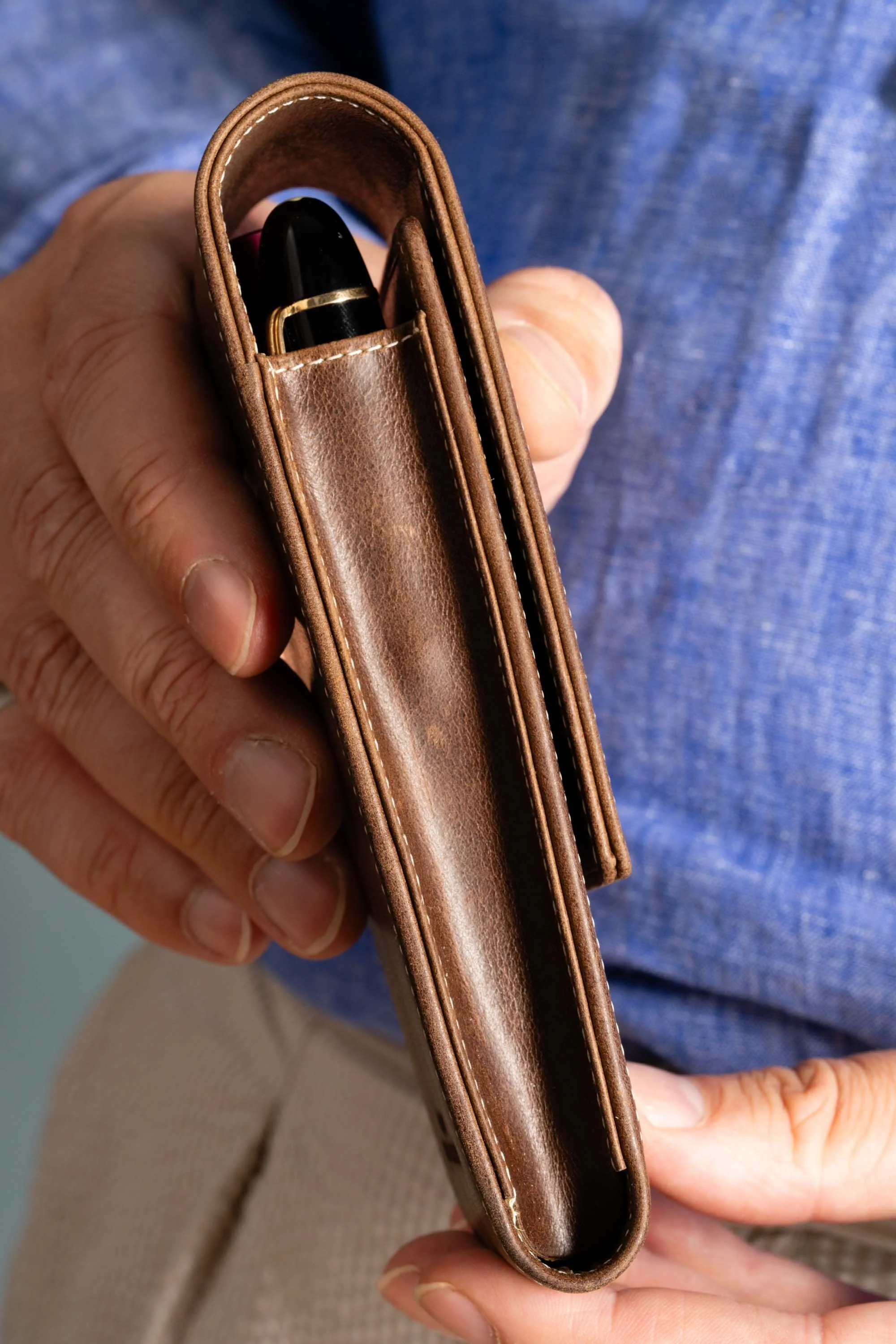 Antique Mahogany Montecristo Leather Pen Case - Image 19