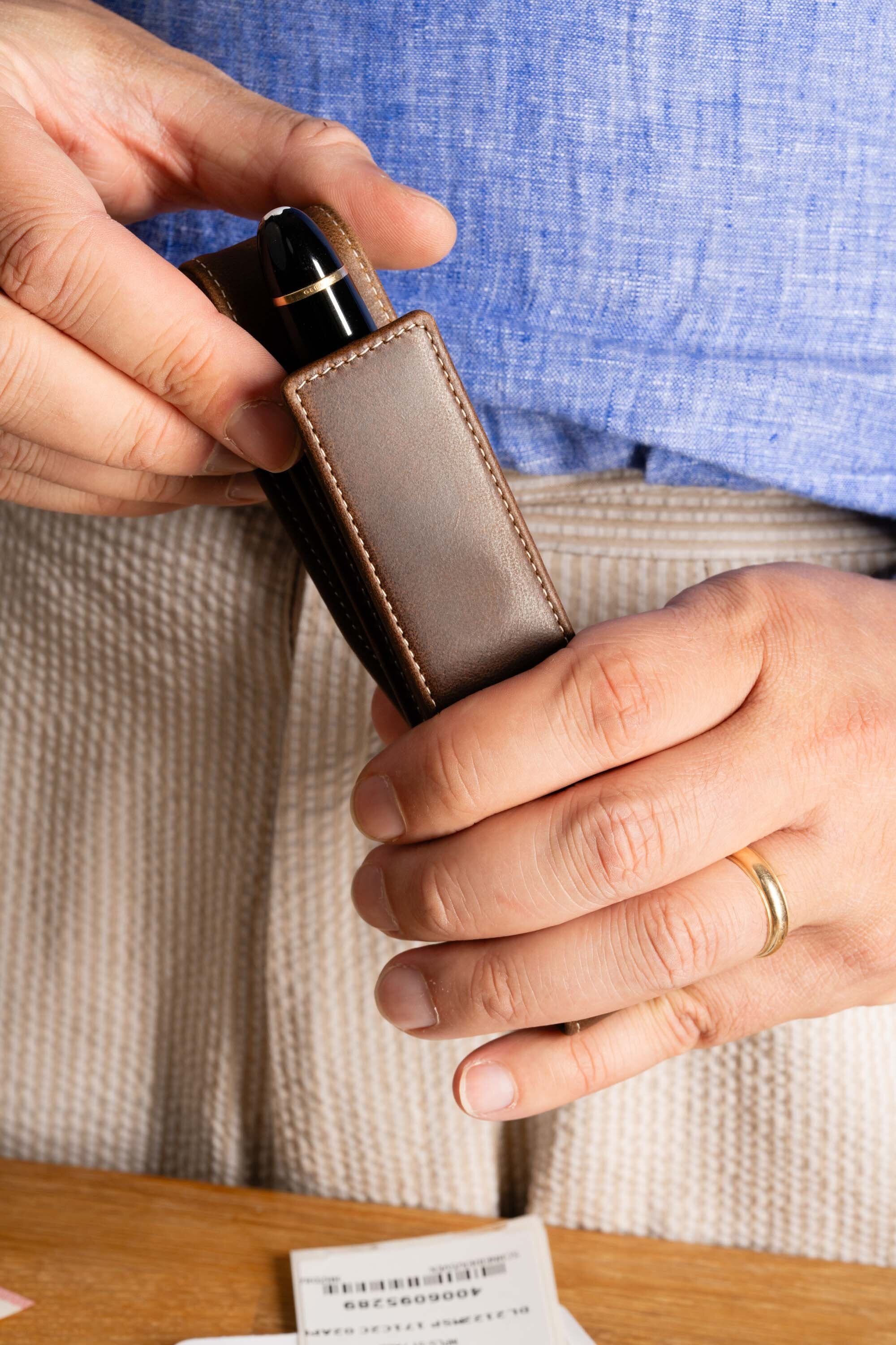 Antique Mahogany Montecristo Leather Pen Case - Image 5