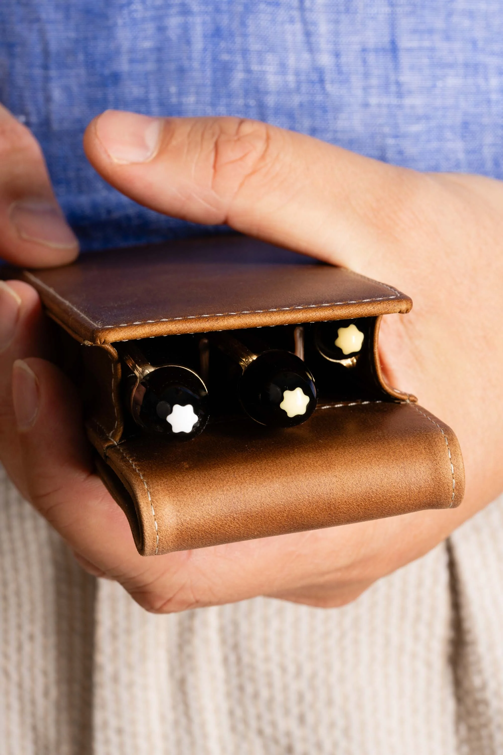 Saddle Brown Montecristo Full-Grain Leather Pen Case - Image 19