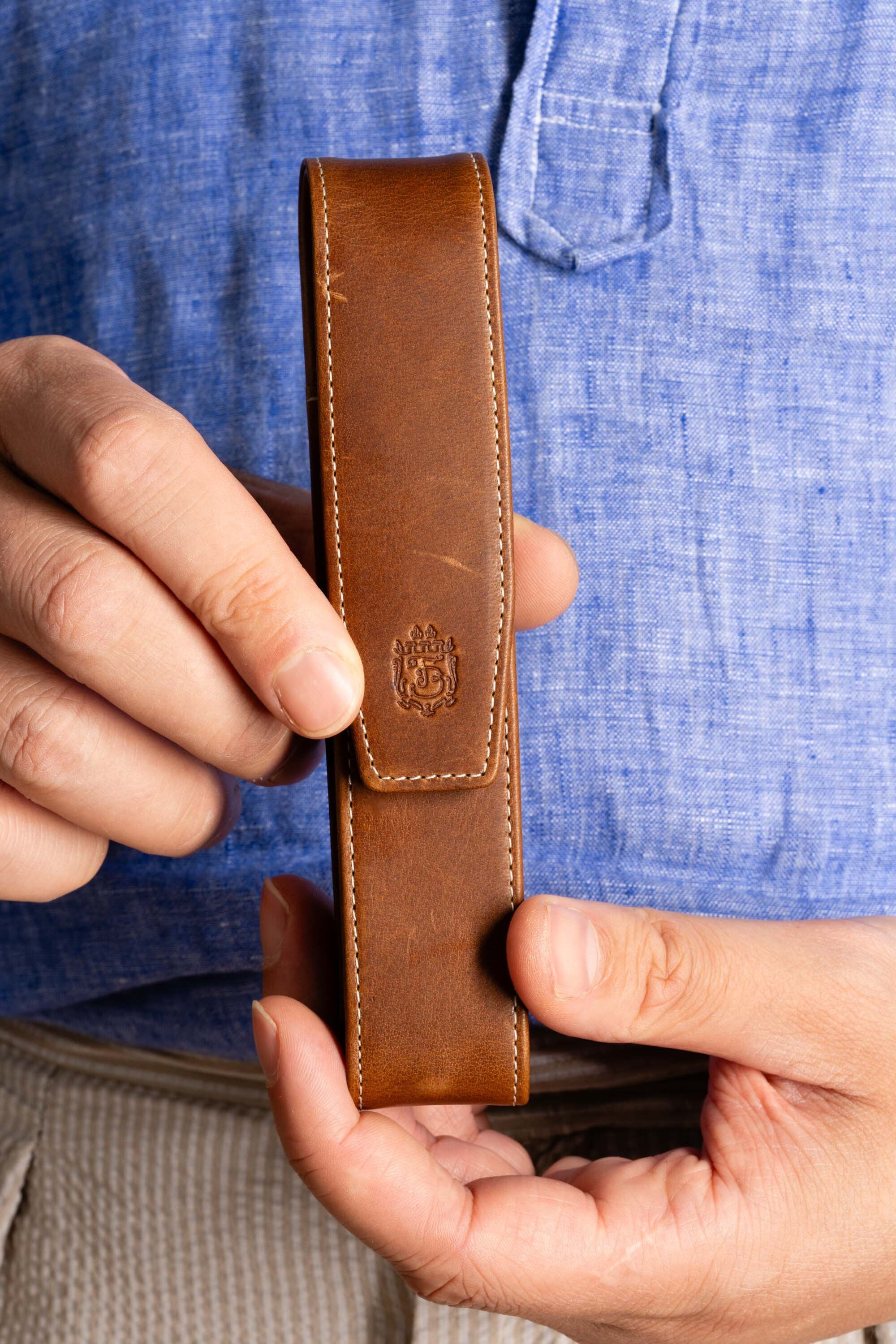 Saddle Brown Montecristo Full-Grain Leather Pen Case - Image 7