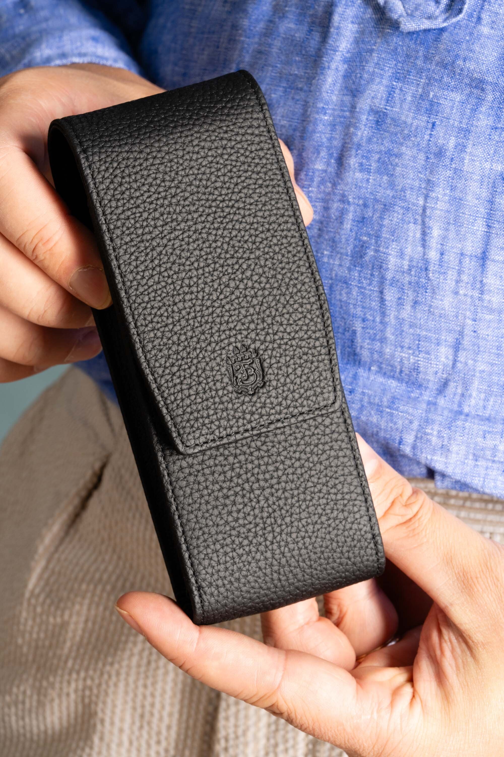 Black Full-Grain Togo Leather Pen Case - Image 12